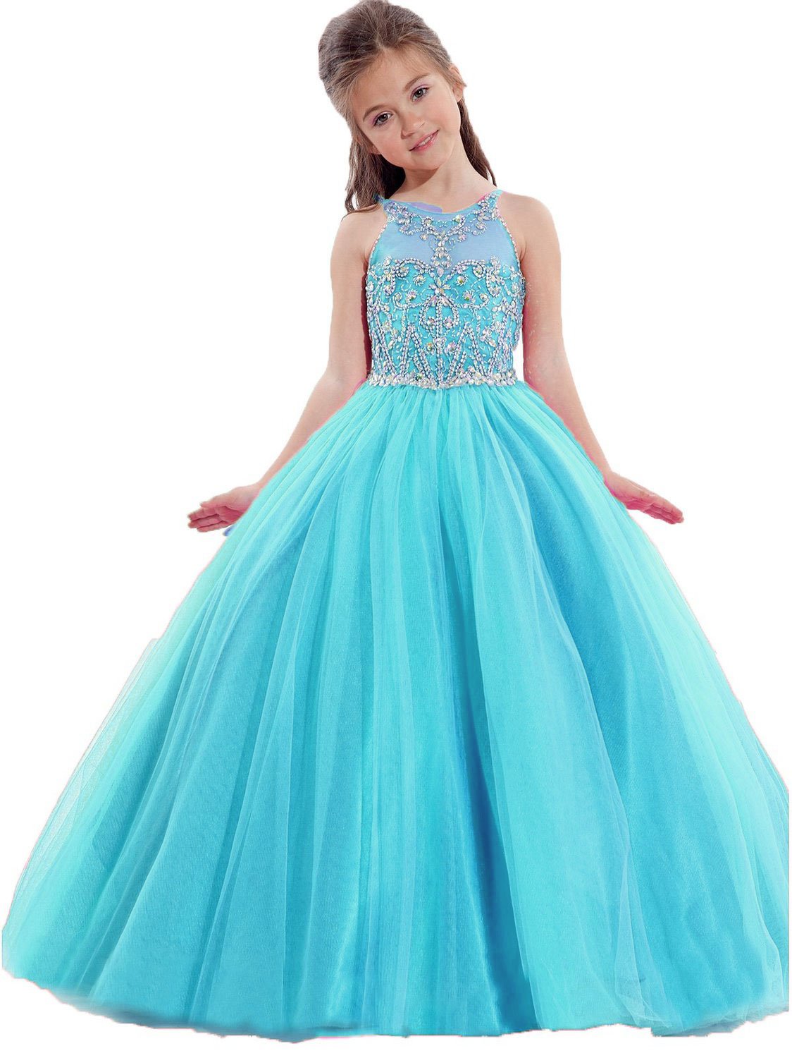 Little Girls Princess Birthday Party Ball Gowns - Cute Puffy Beaded Quinceanera Pageant Dress for Kids | Perfect for Birthday Celebrations, Pageants, and Special Occasions