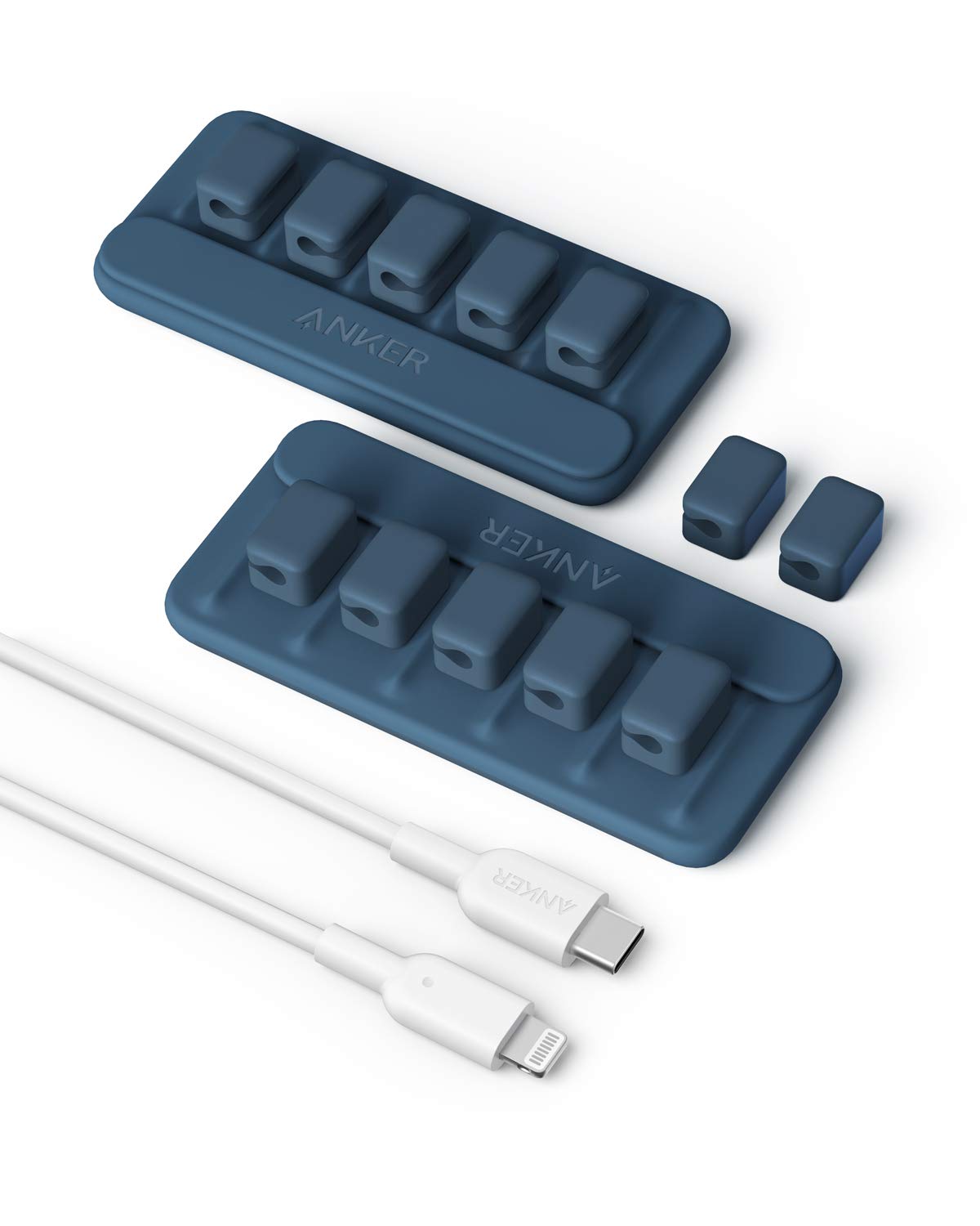 Anker USB-C to Lightning Cable 6ft 2-Pack - Fast Charging Cord with Cable Management & Magnetic Holder (Blue) - Perfect for iPhone, iPad, Car, Home and Office Charging
