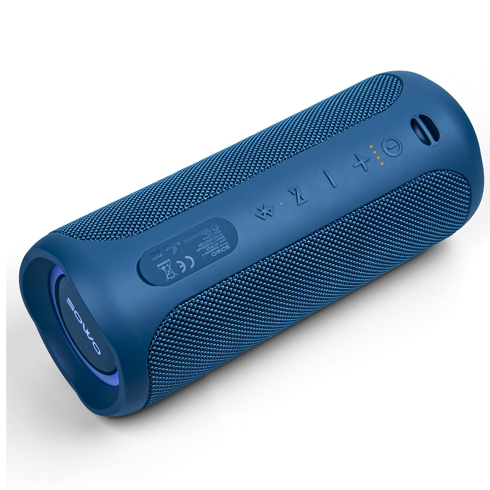 SOWO Waterproof Bluetooth Speaker Wireless - Portable Outdoor Speaker with Built-in Subwoofer, Extra Bass, Stereo Sound, IP67 Rating & Colorful LED Lights - Perfect for Parties, Camping, Beach & Pool Use - Blue