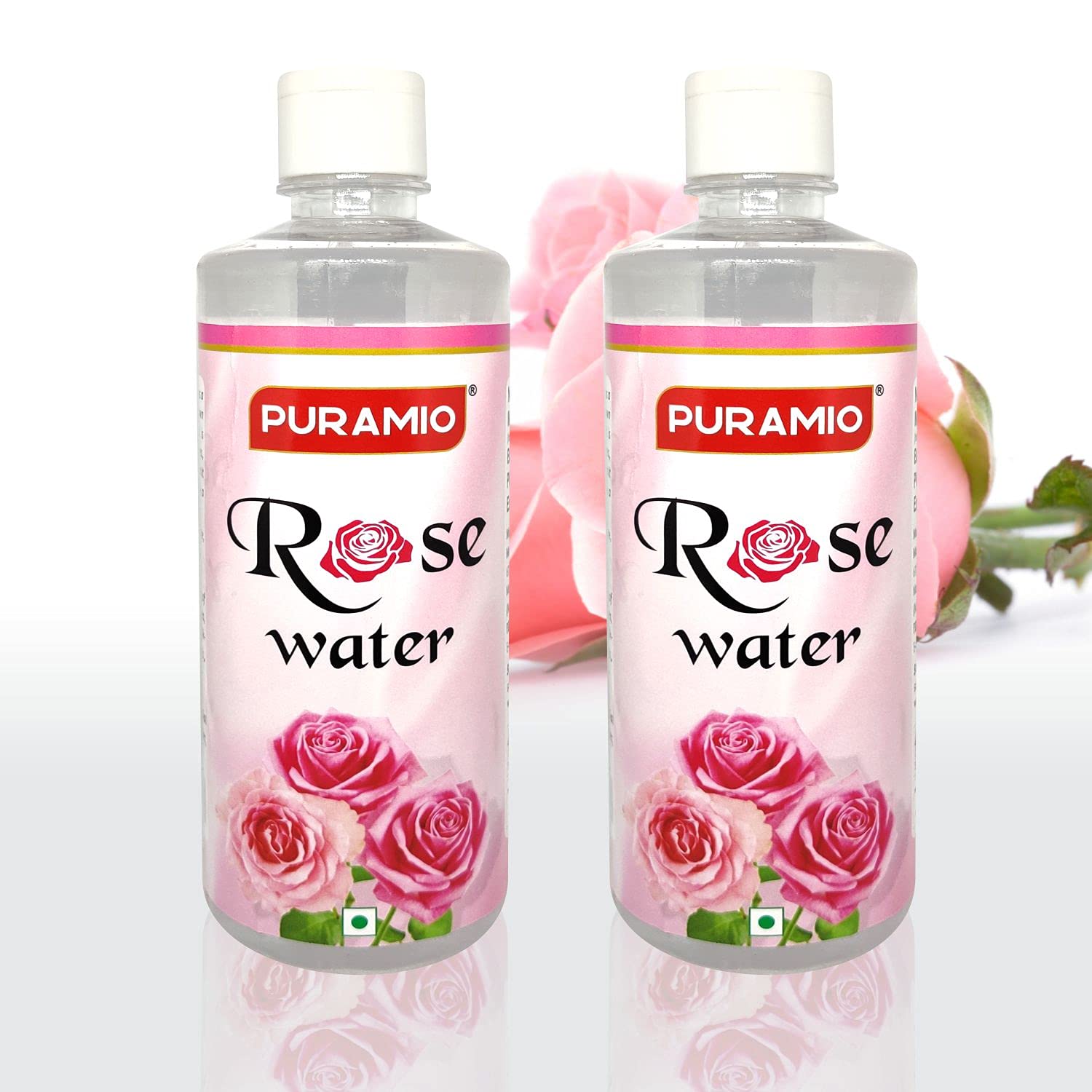 PURAMIO Pure Rose Water for Cooking, Baking & Skincare - 500ml (Pack of 2) - Natural Floral Hydrosol for Face Toner, Middle Eastern Recipes & Aromatherapy