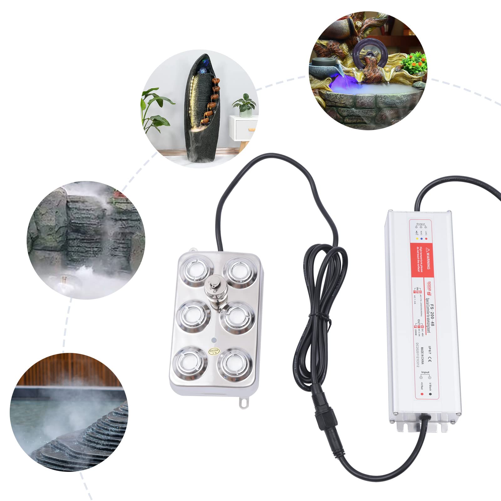 6-Head Ultrasonic Mist Maker Fogger - IP67 Waterproof Humidifier & Pond Atomizer for Garden, Landscape, Holiday Party, Indoor/Outdoor Decor