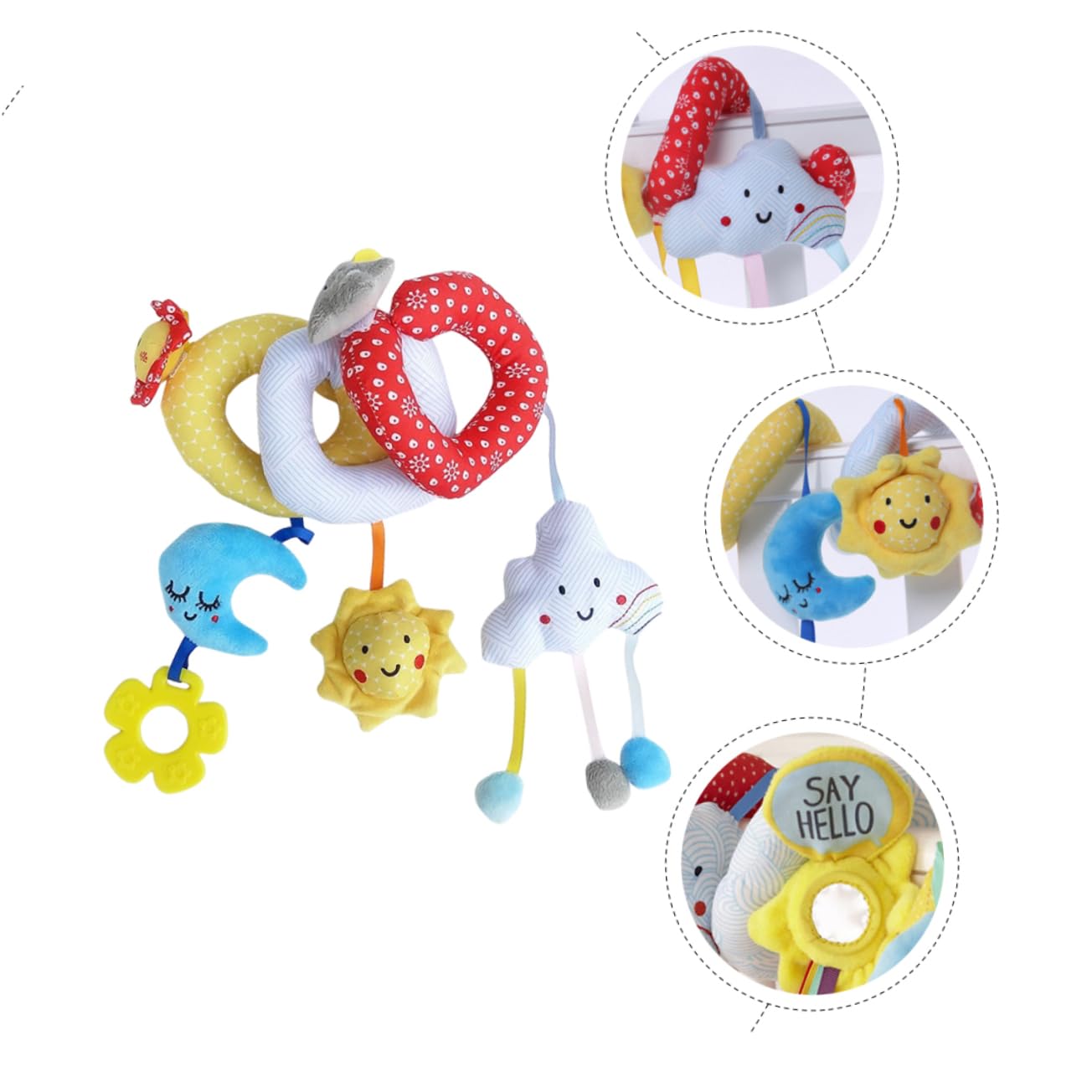 Wakauto 5 Sets Baby Stroller Pendant - Soft Fabric Car Seat Rattles Toys for Push Cars & Mobiles | Perfect for Newborns, Infants & Toddlers to Play & Develop Motor Skills During Stroller Rides & Car Trips