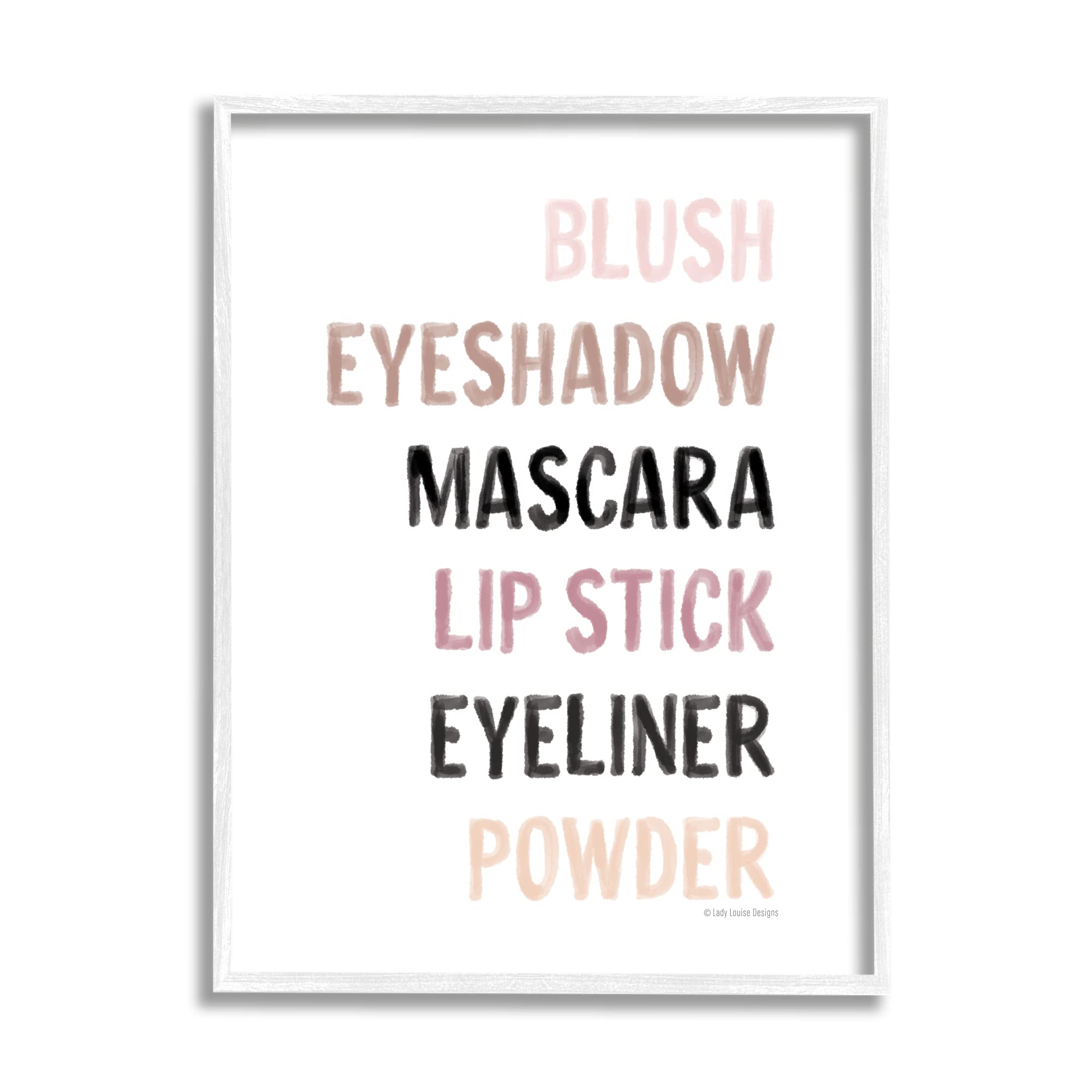 Stupell Industries Makeup To-Do List - Blush, Mascara & Lipstick Organizer | Lady Louise Designs | Perfect for Vanity, Bathroom & Makeup Bag Organization