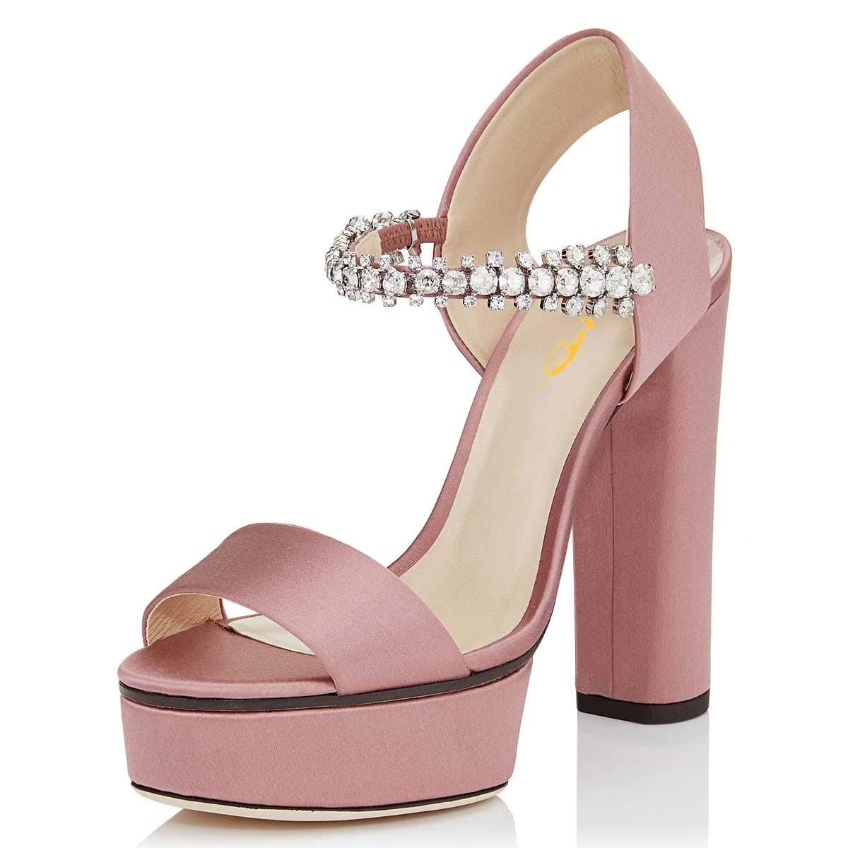 XYD Women's Sexy Open Toe Strappy Platform Sandals with Rhinestones - Slingback High Heel Dress Shoes for Cocktail Parties, Weddings & Night Out