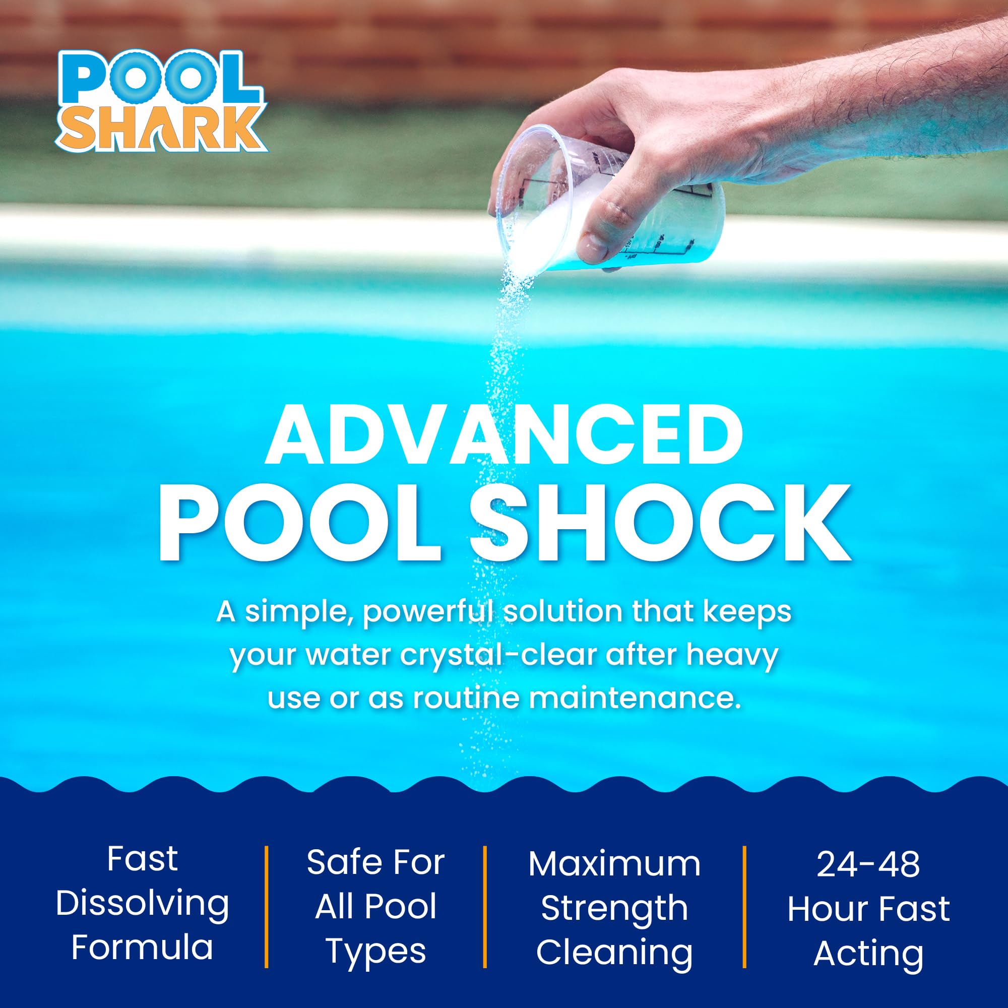 68% Calcium Hypochlorite Pool Shock - 50 lbs Chlorine Granules for Inground & Above Ground Swimming Pools | Fast-Acting Water Treatment for Saltwater & Freshwater Pools | Ideal for Weekly Maintenance & Algae Prevention