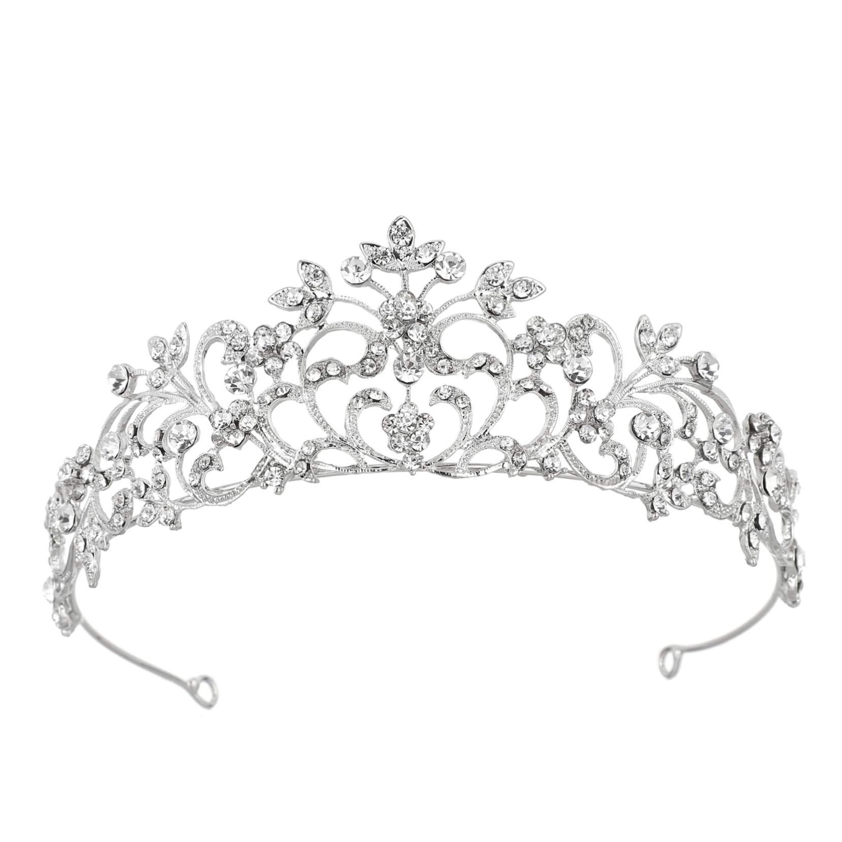 FOMIYES Rhinestone Bridal Tiara Headpiece - Diamond Wedding Crown for Bride, Prom, Quinceañera | Sparkly Hair Hoop Headband for Bridal Shower, Engagement, Special Occasions