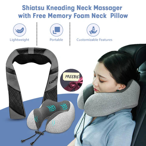 Siyaco Shiatsu Neck and Shoulder Massager with Heat - Deep Tissue Kneading for Pain Relief - Perfect for Home, Office, and Travel Use