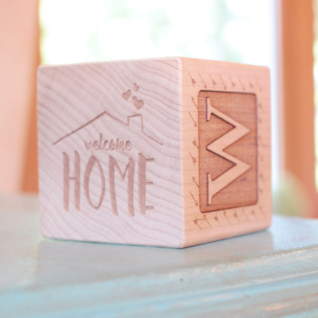 Personalized Baby Adoption Keepsake Block - Engraved Wooden Memory Block for Adopted Children - Perfect Nursery Decor, Adoption Gift & Family Keepsake for New Parents