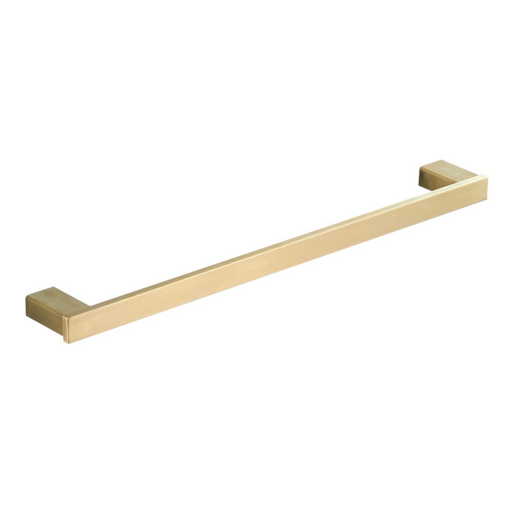 12 Inch Brushed Gold Towel Bar - Square Wall Mounted Stainless Steel Bathroom Towel Rack Holder for Bathroom, Kitchen, and Spa Decor - BATHSIR