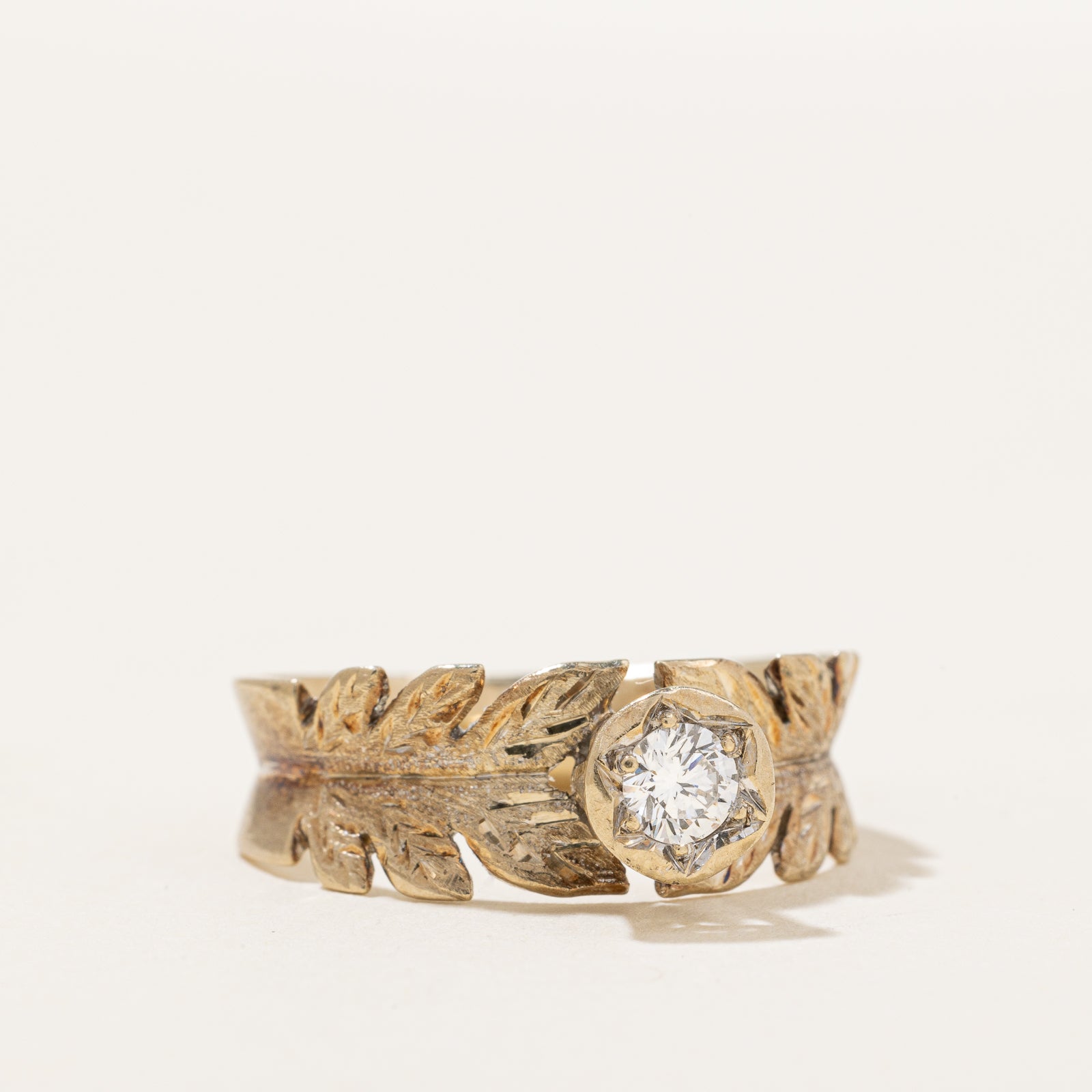 0.19ct Diamond Leaf Ring - Size 6.75 - Elegant Nature-Inspired Jewelry for Women - Perfect for Weddings, Anniversaries & Everyday Wear