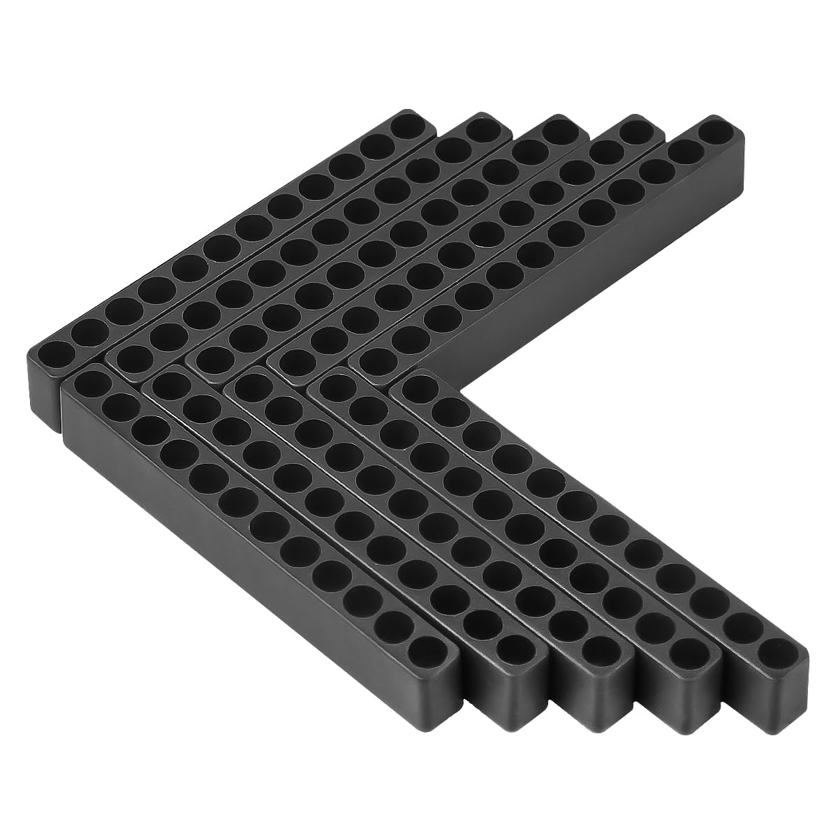 10-Piece Hex Bit Holder Organizer Set - 1/4 Inch Screwdriver Bit Storage with 12 Holes - Flexible Plastic Tool Organizer (Black) - Perfect for Toolboxes, Workshops & DIY Projects