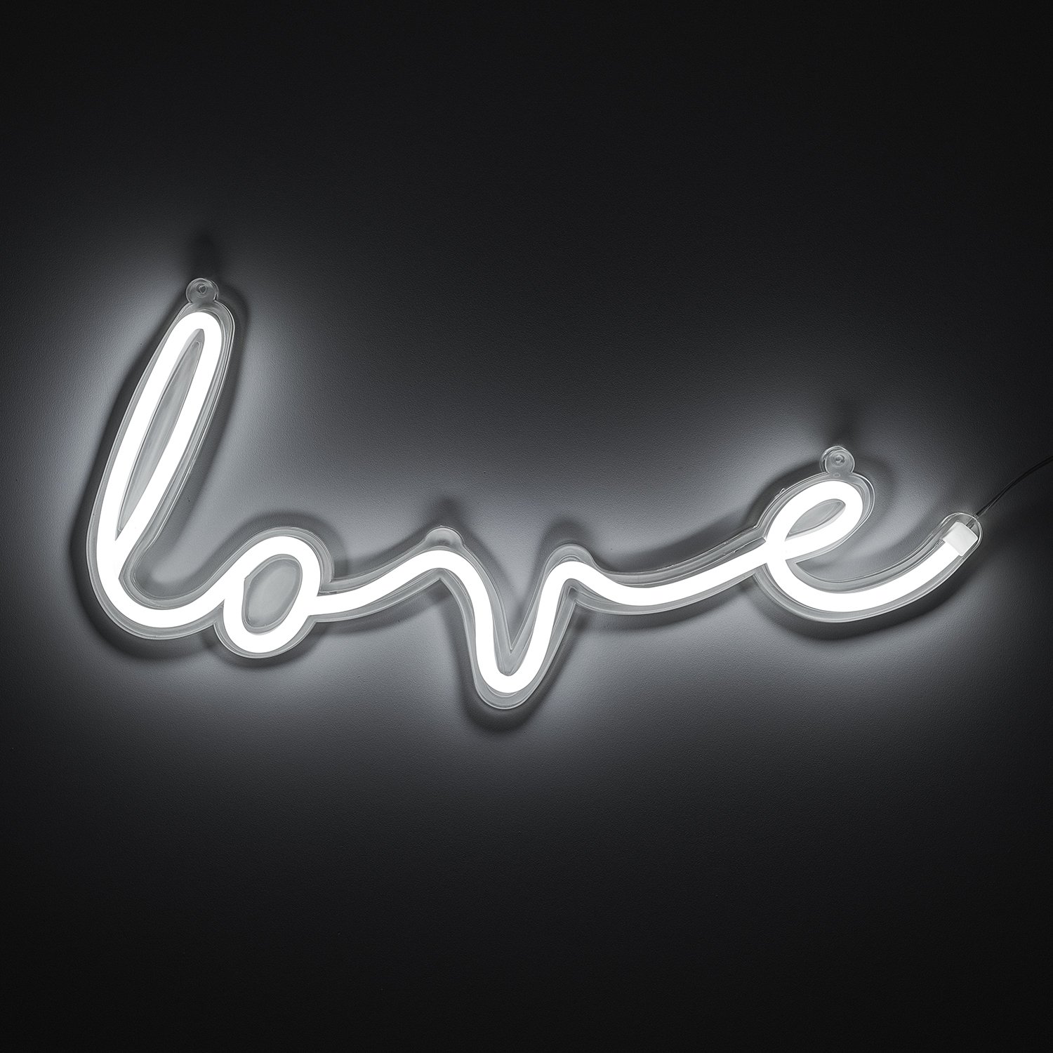 **Amped & Co Neon Love LED Wall Sign - 16 x 8 Inches, Bright 9V DC Powered with 7ft Cord & On/Off Switch - White Indoor Room Decor for Bedroom, Living Room, Party & Wedding Decorations**