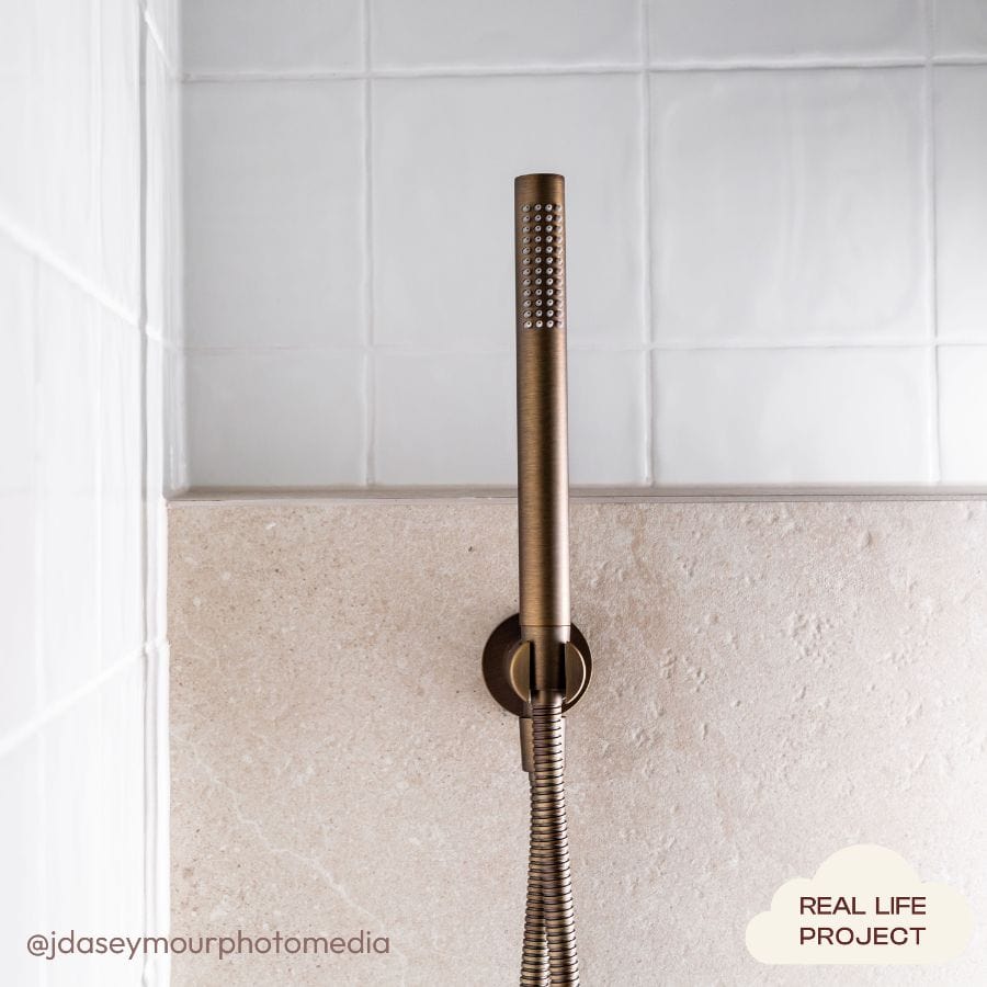 Antique Brass Shower Hose with Sprayer - High Pressure Flexible Bathroom Shower Head Replacement for Relaxing Spa Experience