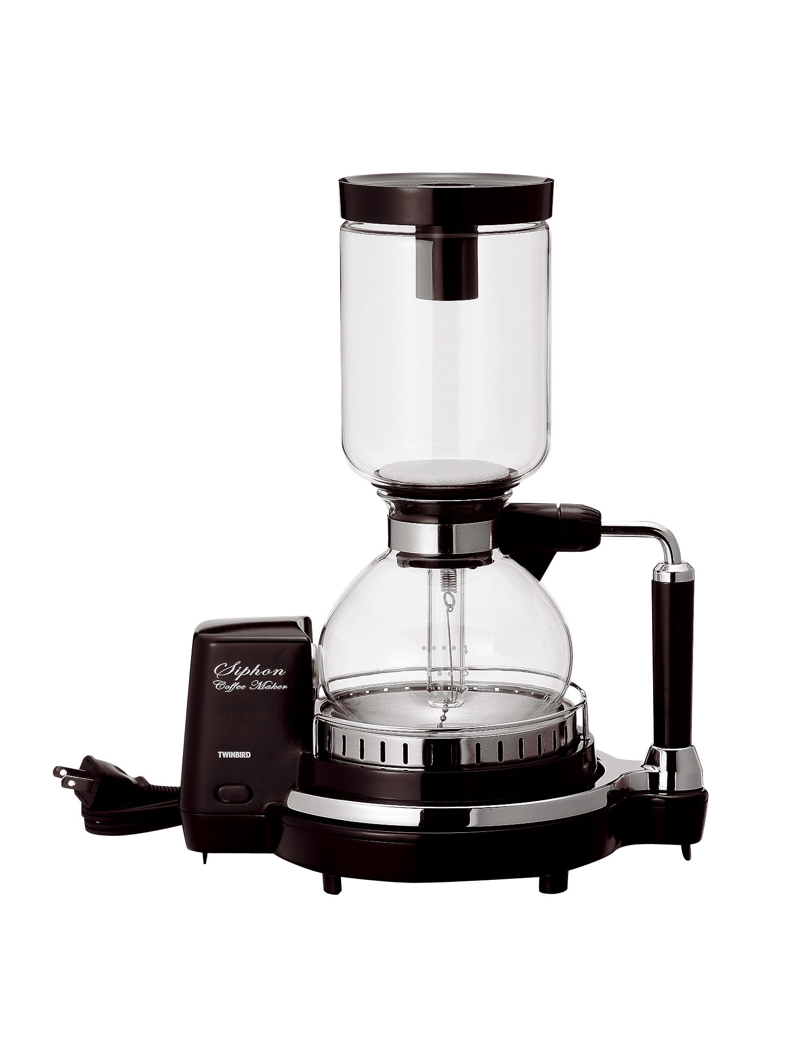 Twinbird CM-D853BR Siphon Coffee Maker - Dark Brown | Vintage Style Stovetop Brewer for Home, Office & Cafe | Perfect for Pour Over & Specialty Coffee Lovers