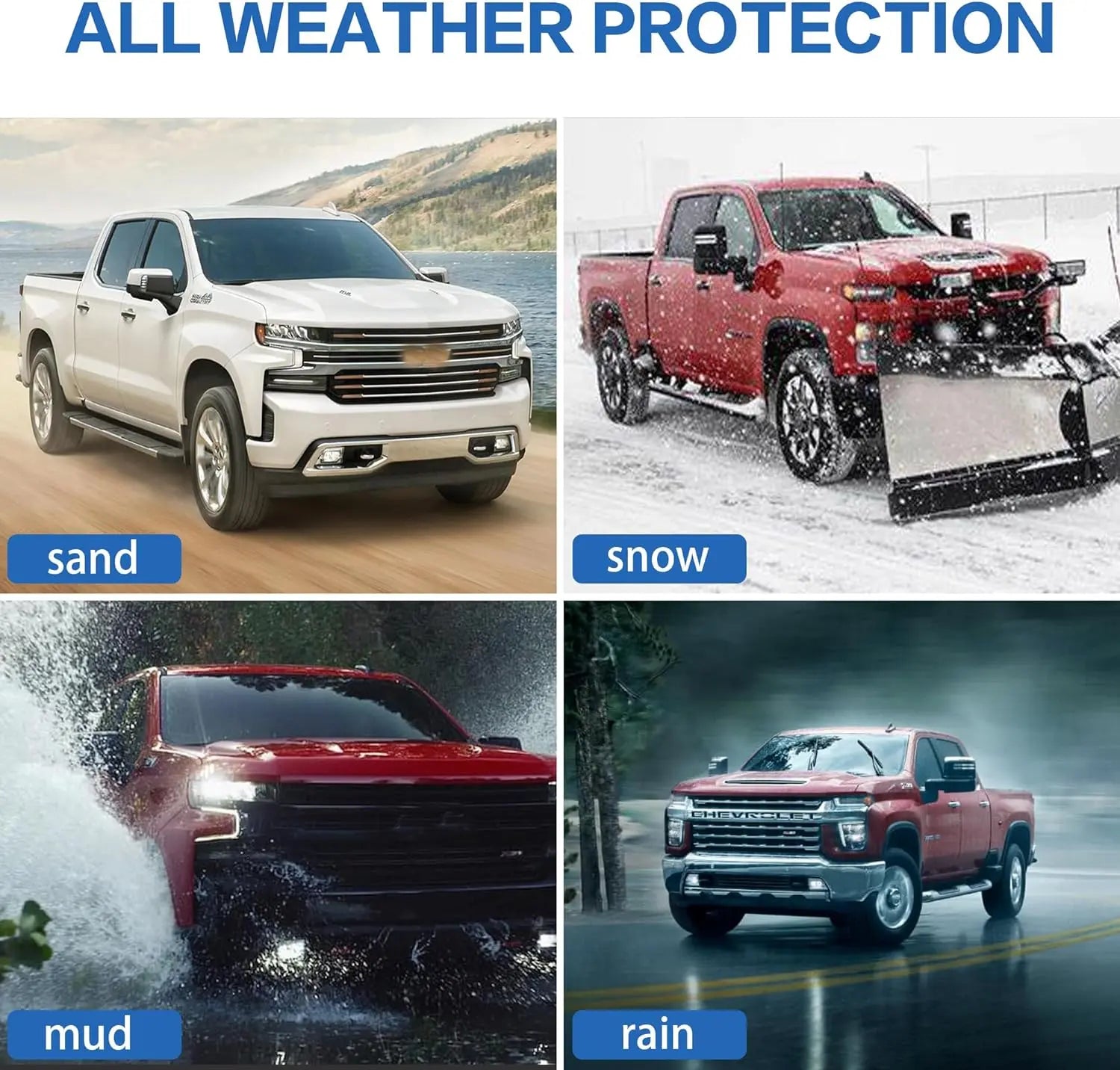 WEIZE Custom Fit TPE Floor Mats for 2019-2024 Chevrolet Silverado 1500 & GMC Sierra 1500 | 2020-2024 Silverado/GMC Sierra 2500HD/3500HD Crew Cab | Rear Row with Carpeted Underseat Storage | All-Weather Protection & Easy Cleaning | Perfect for Off-Roading, Daily Commute & Family Road Trips