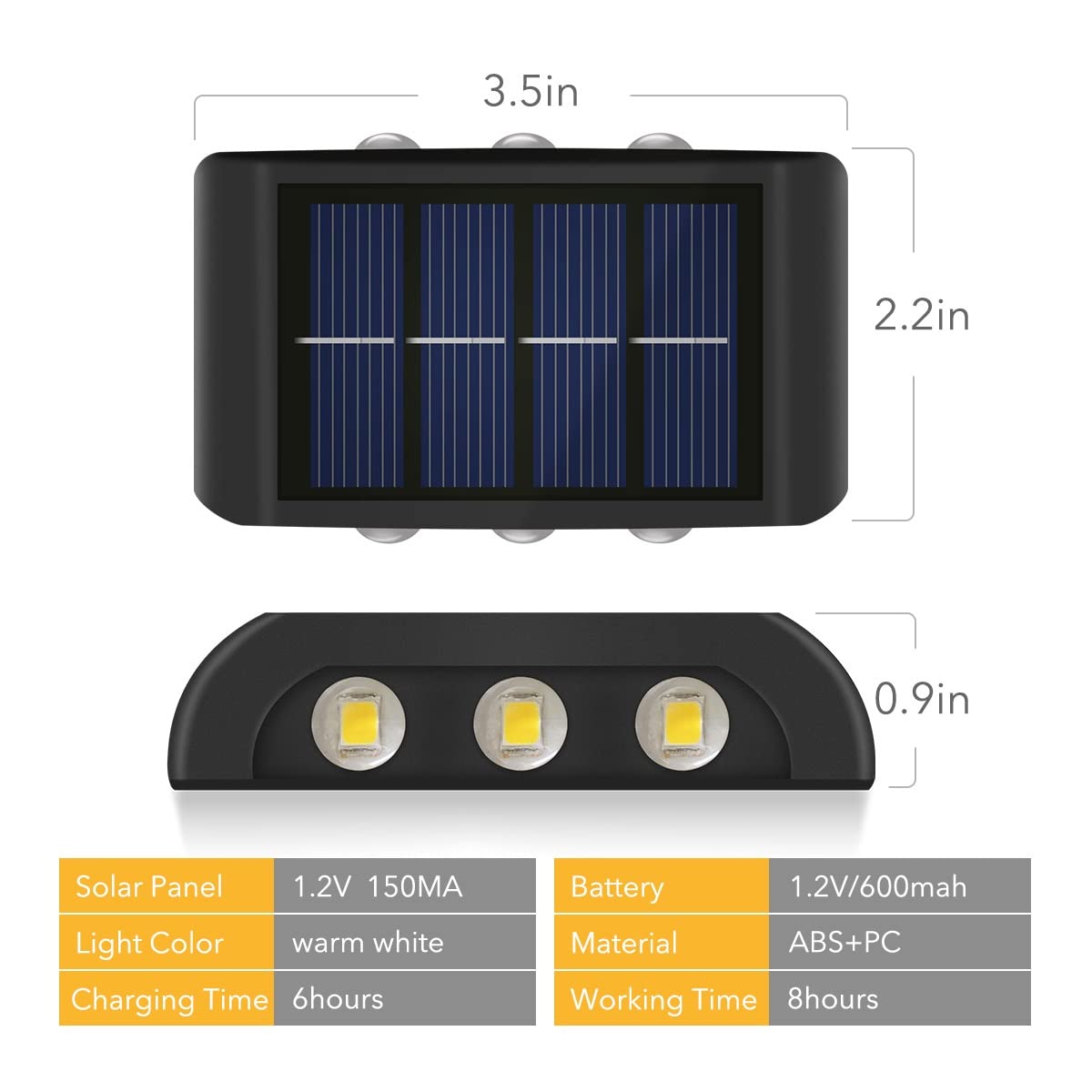 Solar Powered LED Fence Lights Outdoor - Waterproof Up Down Wall Sconce Lighting for Deck, Patio, Stairs, Garage, Backyard, Porch (2 Pack) - Perfect for Landscape, Steps, Railing & Home Security Lighting
