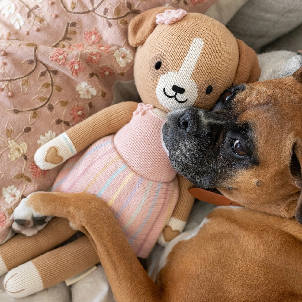 Cuddle + Kind Bea the Dog Hand-Knit Doll - Buy One & Donate 10 Meals to Children in Need | Perfect Gift for Kids, Baby Shower & Nursery Decor