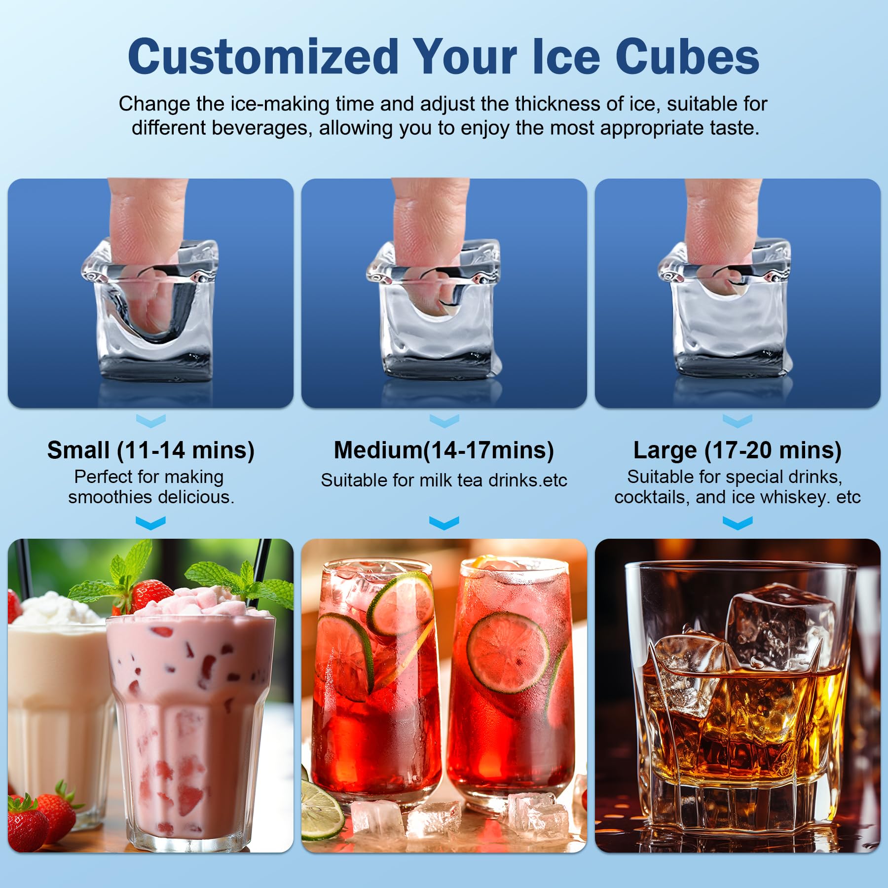 Under Counter Ice Maker Machine - 95Lbs/Day Capacity with 35Lbs Storage Bin, Makes 40 Ice Cubes in 10 Minutes, Reversible Door - Built-in Commercial & Home Use for Bars, Restaurants, Offices, and Parties