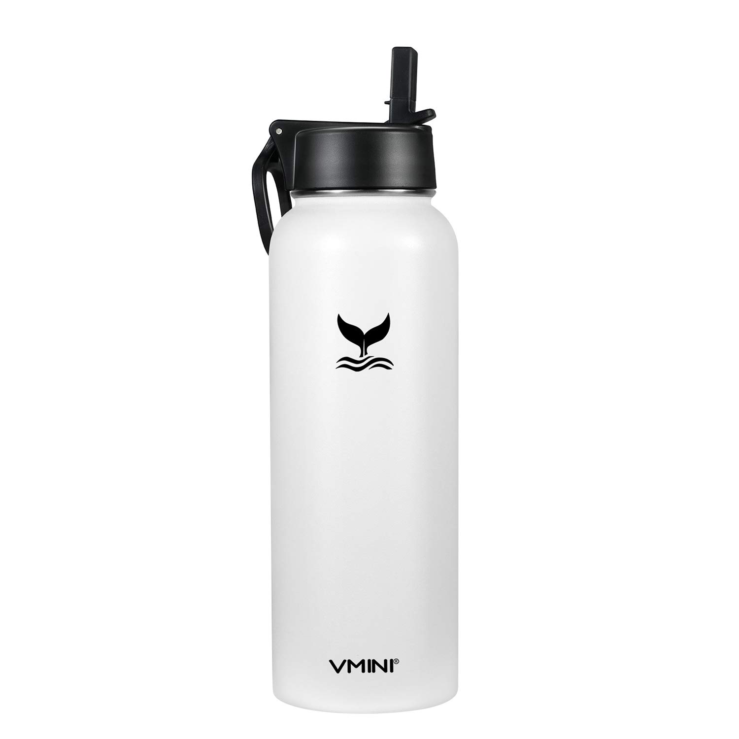 Vmini 40oz Insulated Water Bottle with Straw & Handle for Travel & Gym