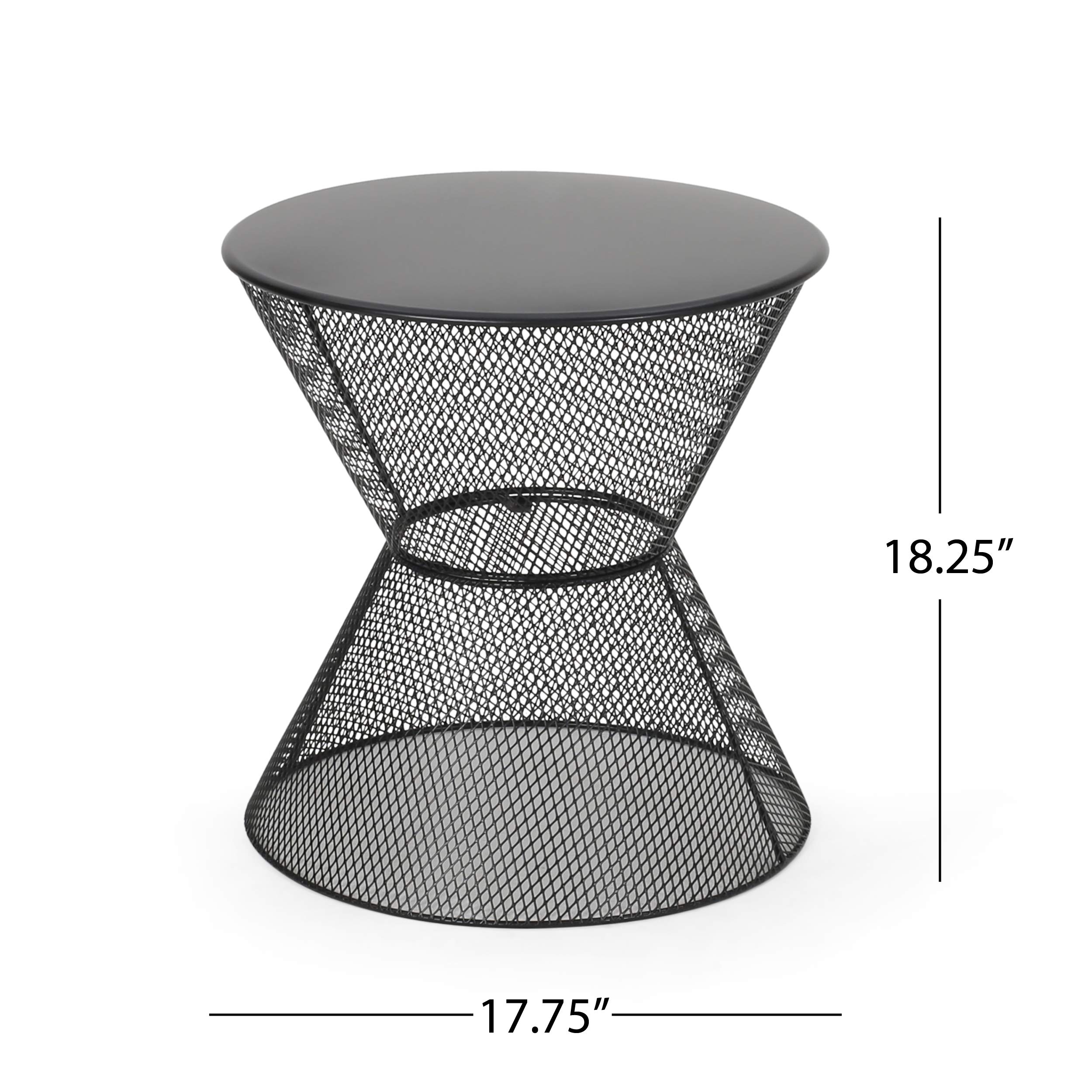 Modern Outdoor Iron Chat Set with Side Table - Matte Black Patio Furniture for Garden, Deck, or Poolside - Durable & Weather-Resistant Conversation Set