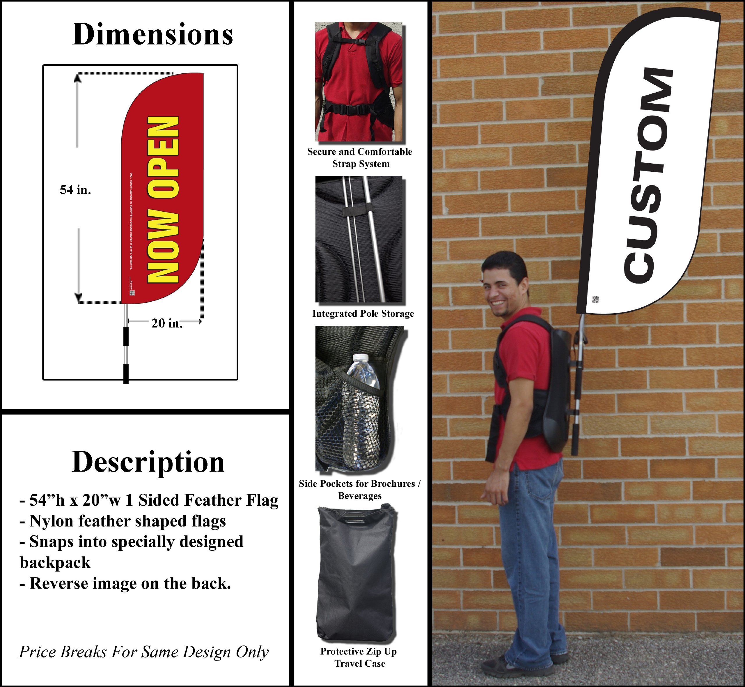 Custom Walking Feather Flag Kit with Backpack & Flagpole - Island Visuals Full Kit for Events, Parades, and Outdoor Advertising
