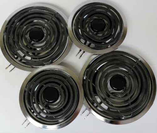 Depadmen BM1 Compatible Range Stove Burner Element with Chrome Pans & Bowls Set - 2 MP21MA & 2 MP15MA - Perfect for Cooking, Baking, and Kitchen Food Preparation