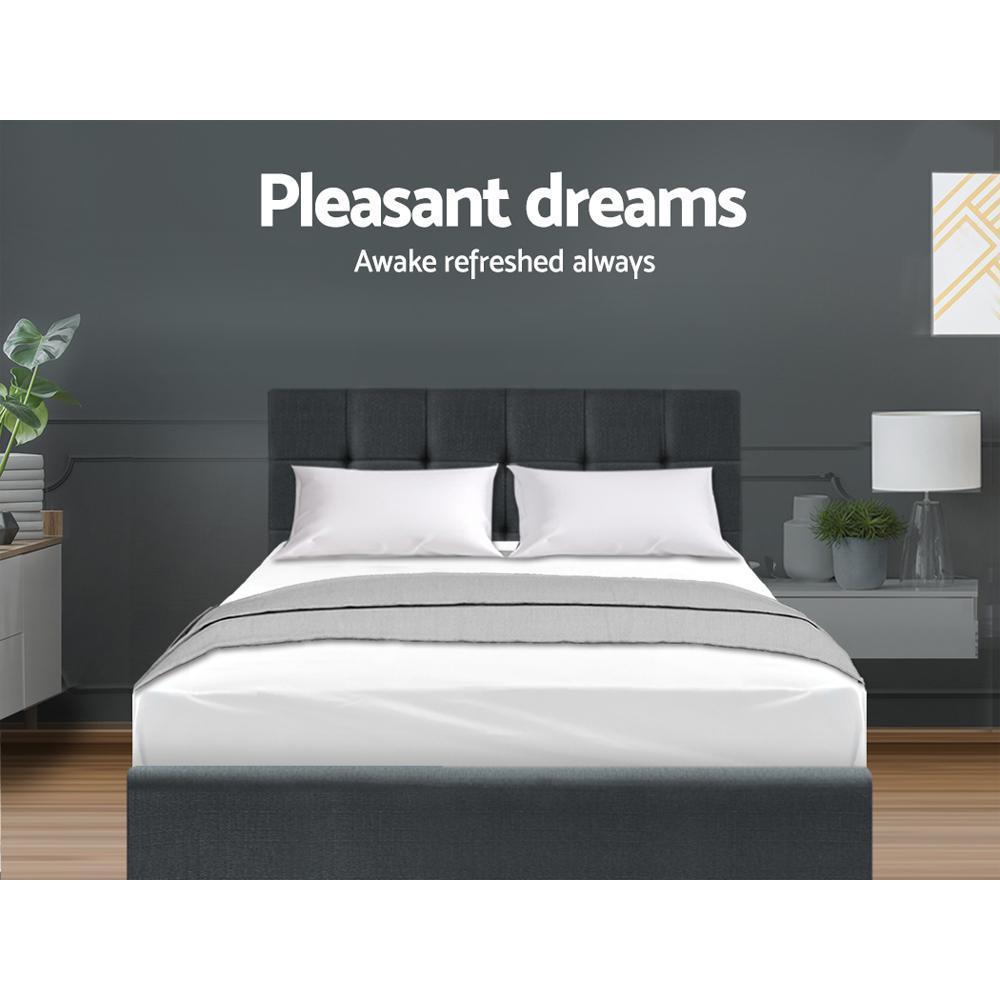 Agnes Bed Charcoal & Gray Bonnell Spring Mattress - Medium Firm Support - Double Package - Perfect for Guest Rooms, Dorms & Apartments