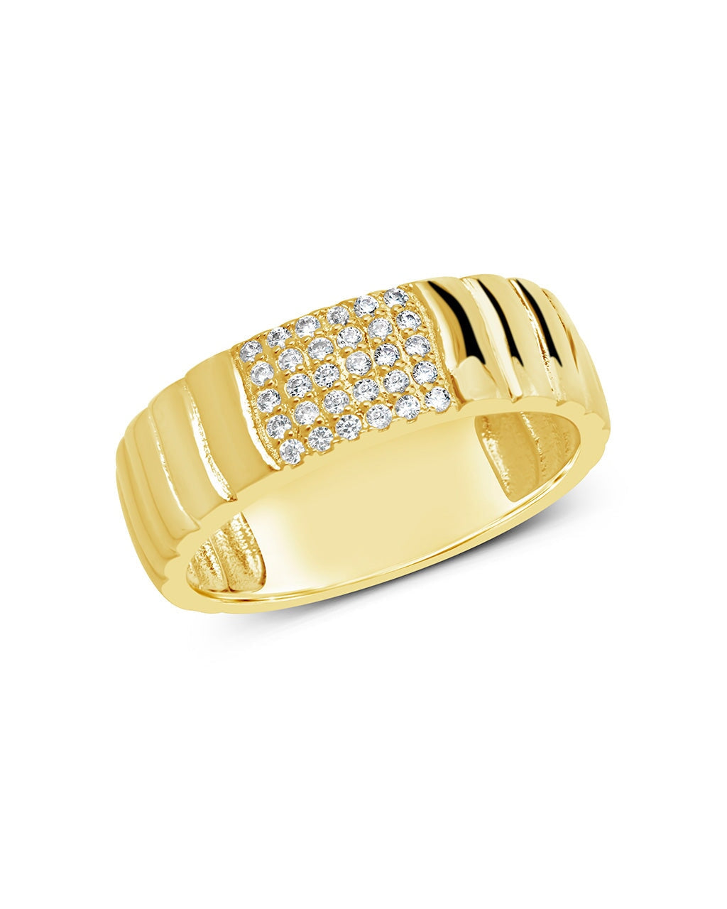 Riley CZ Textured Band Ring for Women - Elegant Cubic Zirconia Stackable Ring for Everyday Wear, Gift Giving & Special Occasions