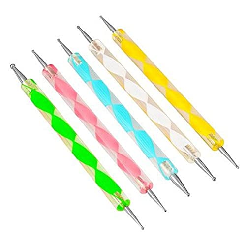 Shidara 2-Way Dotting Pen Tool for Nail Art - Professional Manicure Kit with 5 Multi-Size Dotting Tips | Perfect for Nail Design, Gel Polish, Acrylic Nails & DIY Nail Art