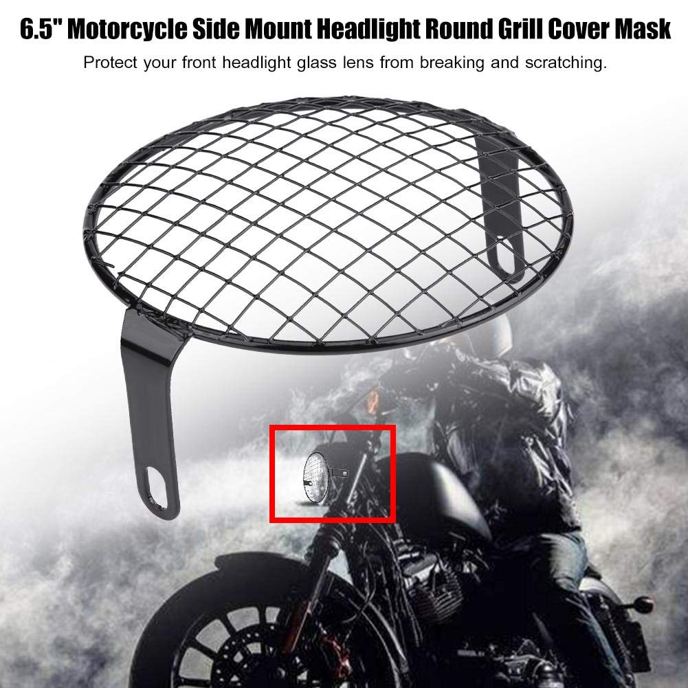ANGGREK 6.5 Inch Round Motorcycle Headlight Cover - Side Mount Grill Mask Replacement for Cruiser Chopper & Cafe Racer Bikes | Durable Protection for Night Riding & Urban Commuting