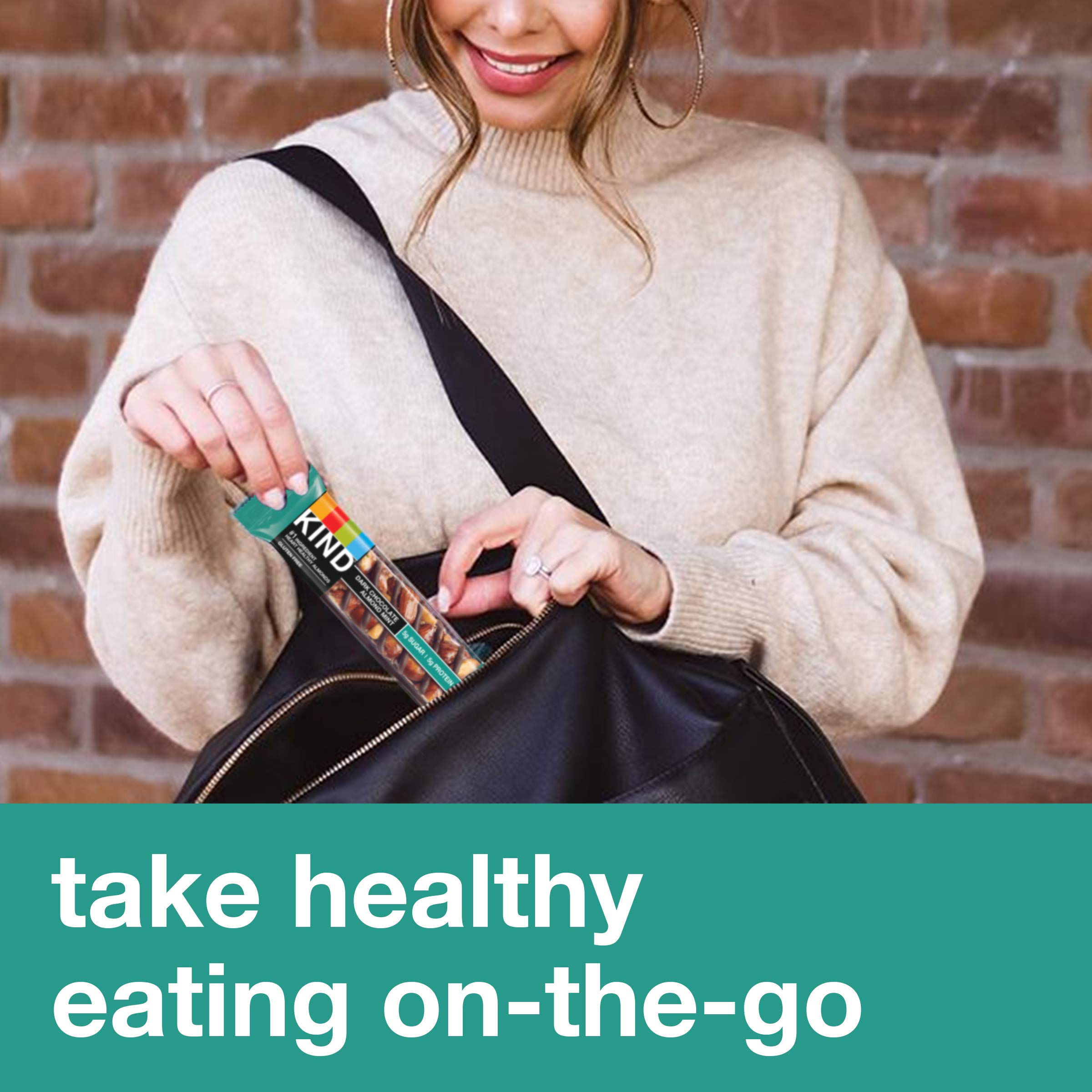KIND Nut Bars, Dark Chocolate Mint - Gluten Free Healthy Snacks with 5g Protein & Low Sugar (12 Count) | Perfect for On-the-Go Energy, Hiking & Office Snacks