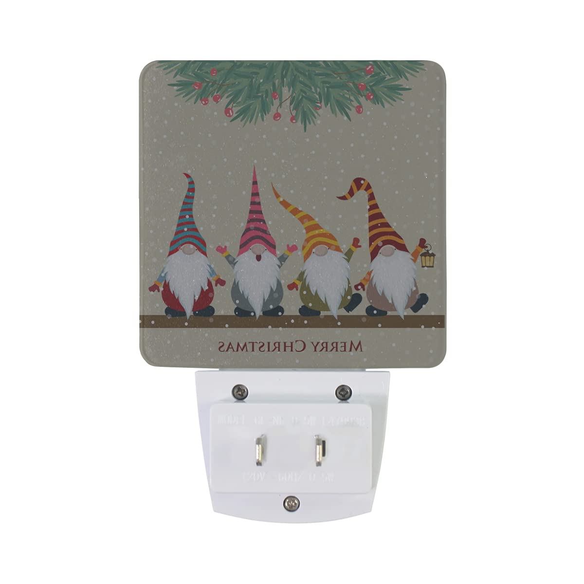 Christmas Gnome Night Light Set of 2 - Plug-in LED Sensor Lights for Holiday Decor, Bedroom, Nursery & Home Ambiance