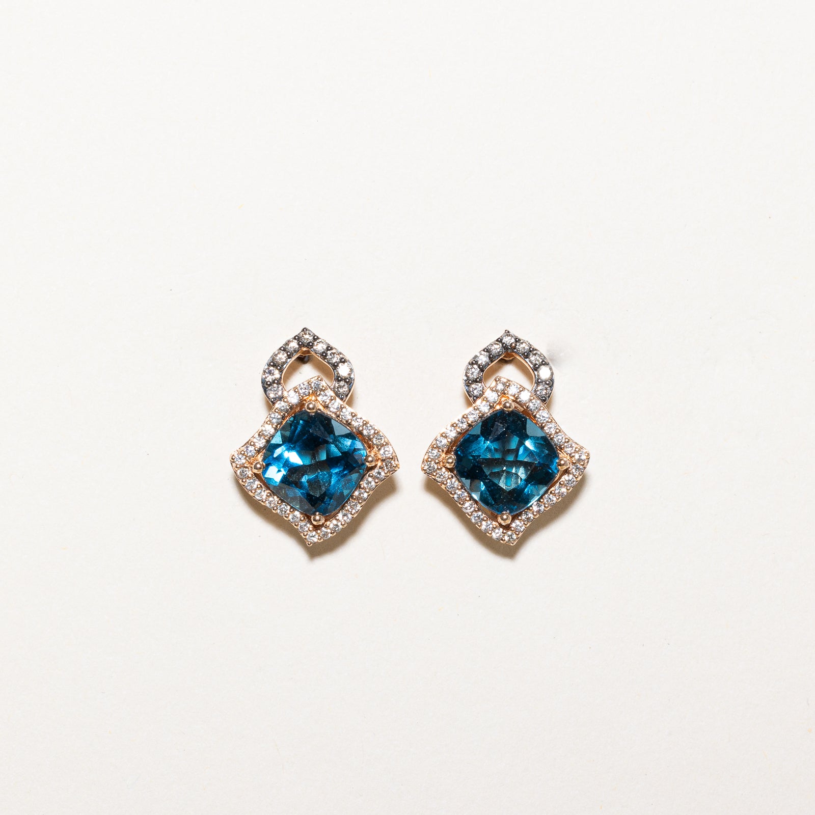 Le Vian Deep Sea Blue Topaz & Diamond Stud Earrings | 4.50ctw, 0.50ctw | 14K Gold | Elegant Jewelry for Women | Perfect for Weddings, Anniversaries & Special Occasions