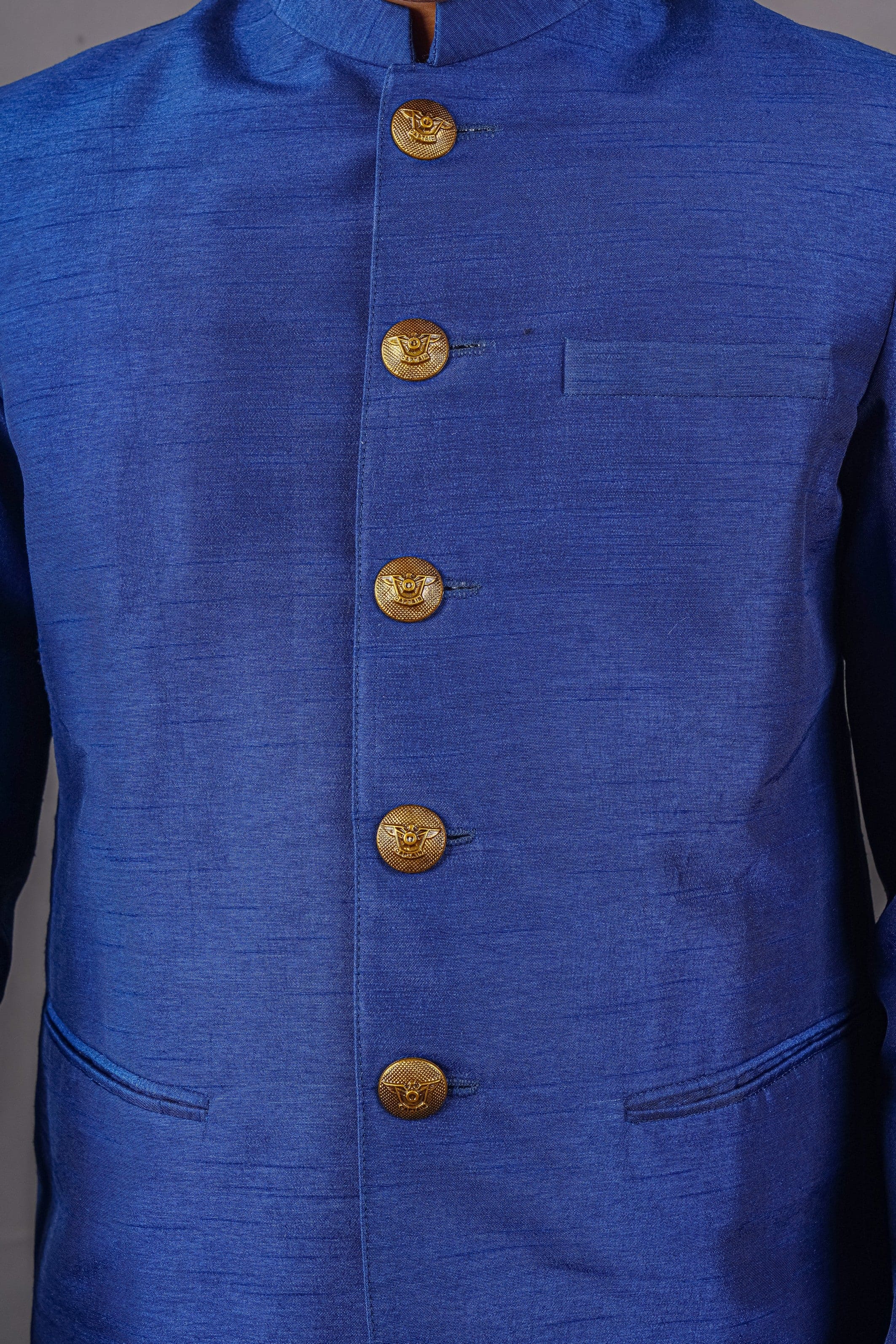 Pre Order: Stylish Blue Bandhgala Suit with Matching Pants for Men – Perfect for Weddings, Parties & Formal Events