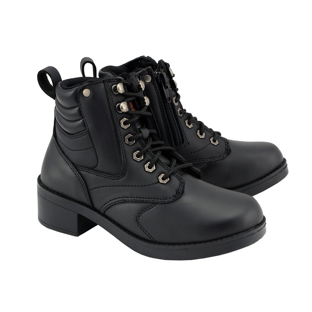 Milwaukee Leather MBK9275 Boys Black Lace-Up Boots with Side Zipper - Durable Kids Work Boots for School, Hiking & Outdoor Activities