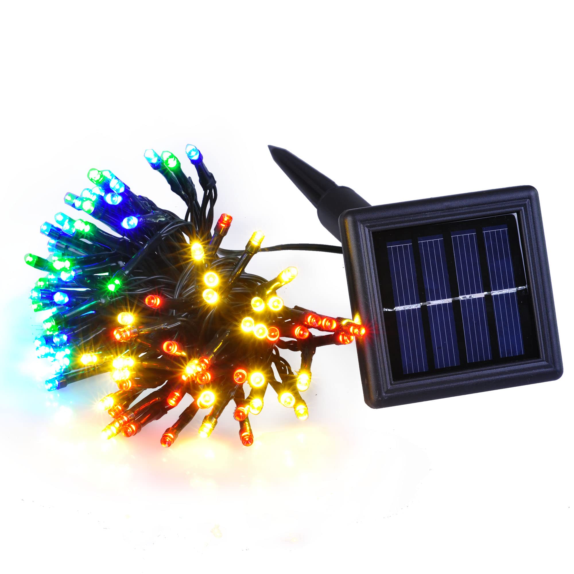 36FT Solar String Lights Outdoor Waterproof - 8 Modes RGBY LED Fairy Lights for Garden, Patio, Roof, Gazebo, Tree - Perfect for Halloween, Christmas, Party & Wedding Decoration