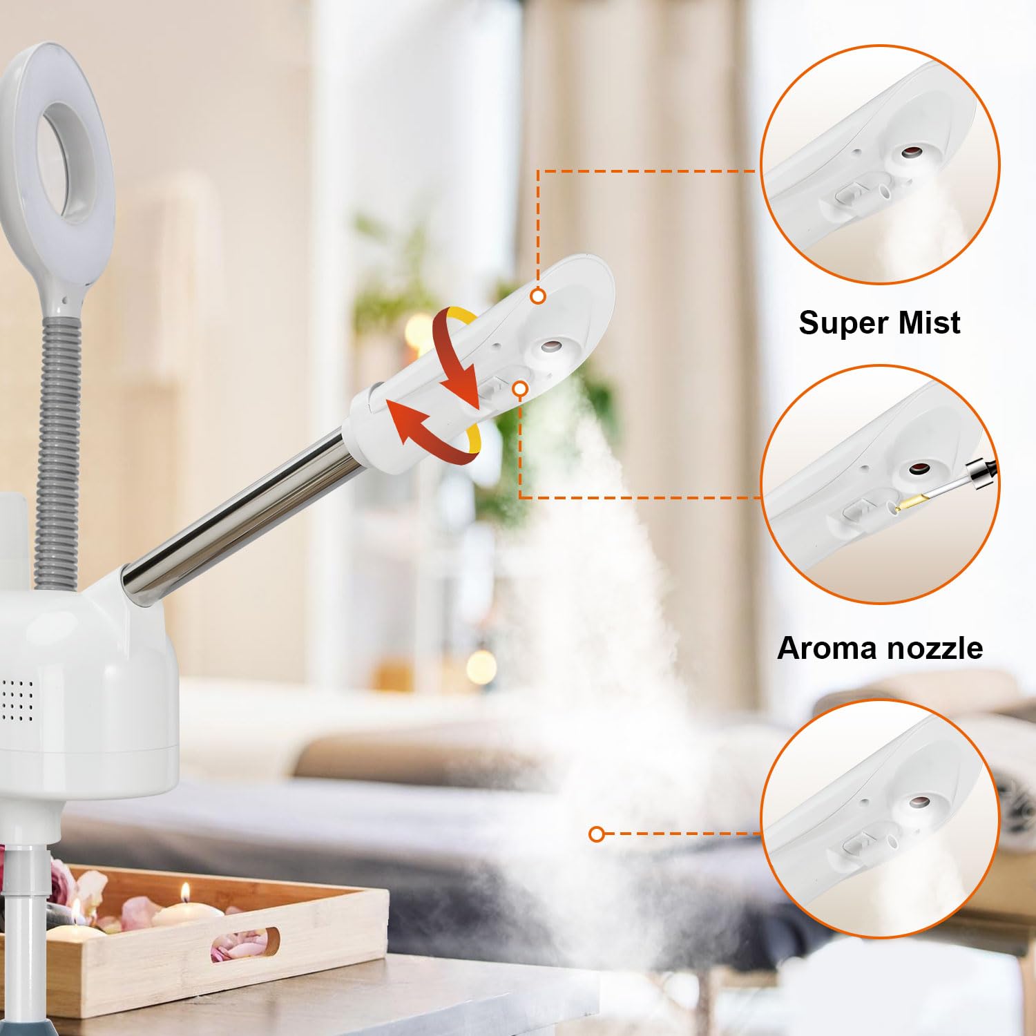 Professional 2-in-1 Facial Steamer with 5X Magnifying Lamp & PTC Heating Technology - Esthetician Grade Face Steamer for Deep Cleansing, Blackhead Removal & Skin Hydration | Perfect for Salon, Spa & Home Beauty Care Routine