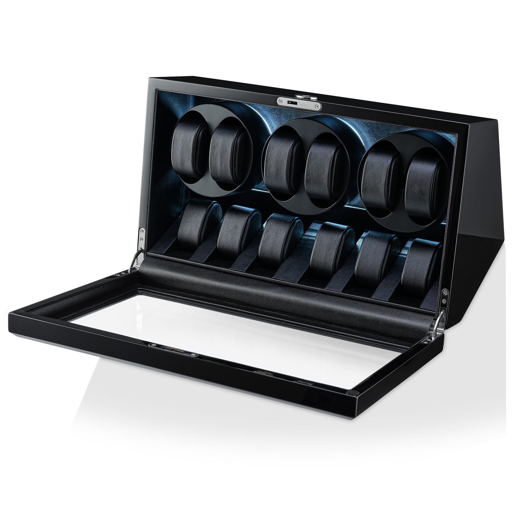 Premium TIMECUBE Watch Winder with 6 Storage Slots - Automatic Motor Stop, LED Display for Luxury Watch Collection | Perfect for Automatic Watches Storage & Display in Home or Office