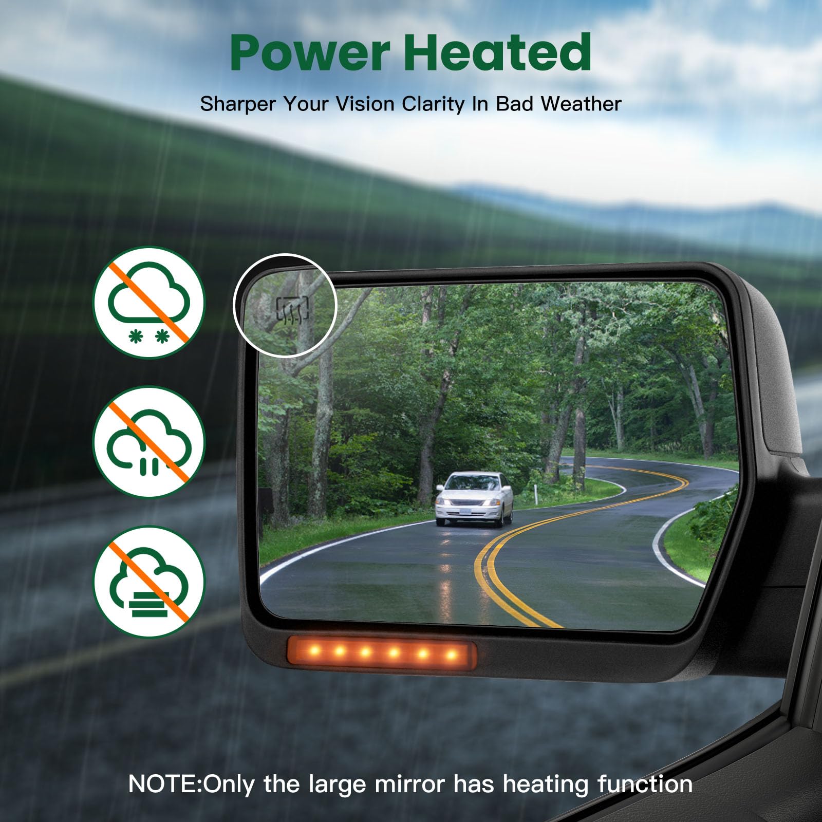 SCITOO Power Heated Towing Mirror with LED Signals for 2004-2006 Ford F-150 - Passenger Side Exterior Rear View Mirror - Perfect for Towing, Off-Roading & Winter Driving