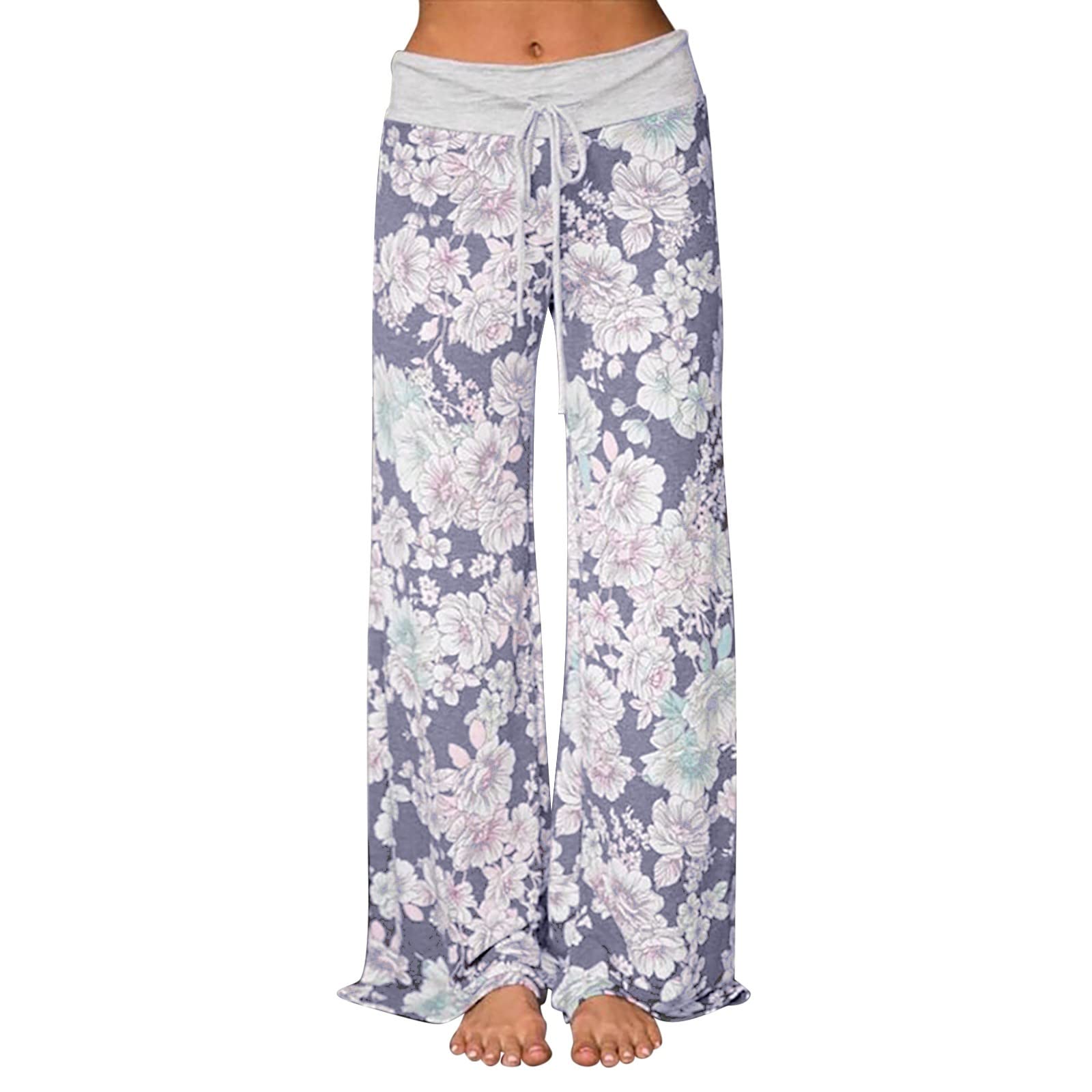 Women's Floral Print Comfy Lounge Pants - Soft Wide Leg Casual Pajama Pants with Drawstring for Sleep, Yoga & Home Relaxation | Perfect for Loungewear, Nightwear & Cozy Weekends