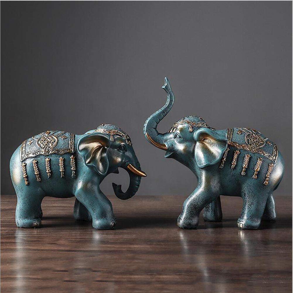 1 Pair of Romantic Elephant Statues - Resin Lover Sculpture, European Style Home Decor for Living Room, Study & Office - Perfect Gift for Couples (White) | Ideal for Wedding, Anniversary & Valentine's Day Gifts