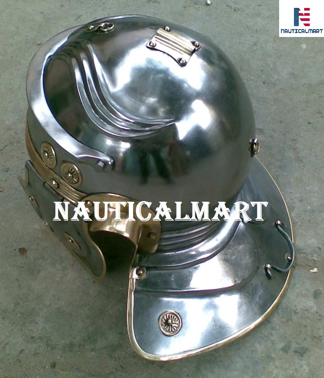 Armor Imperial Gallic 'H' Roman Helmet - One Size - Metallic Armor - Perfect for Historical Reenactments, LARP, Cosplay & Collectors