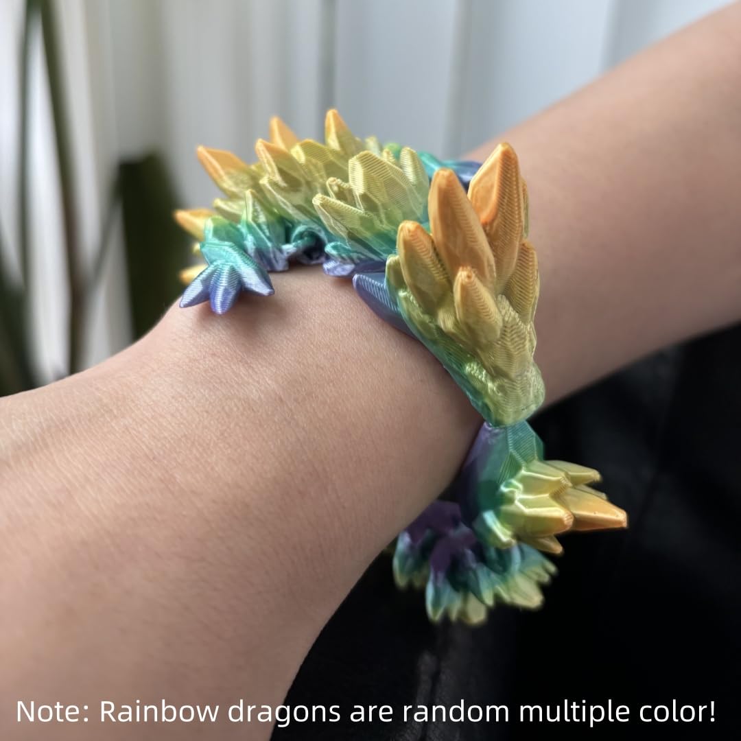 3D Printed Gemstone Dragon Charm Bracelet for Women & Men - Unique Hand Chain Jewelry for Fantasy Lovers, Cosplay & Gift Giving