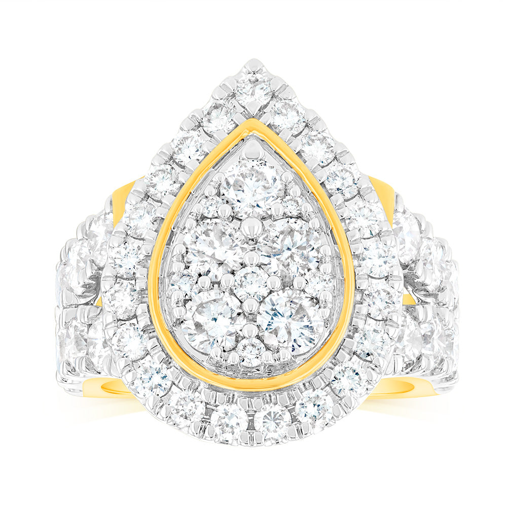 9ct Yellow Gold 4 Carat Diamond Ring with Brilliant Cut Diamonds - Elegant Engagement & Wedding Jewelry for Women - Perfect for Proposals, Anniversaries & Special Occasions