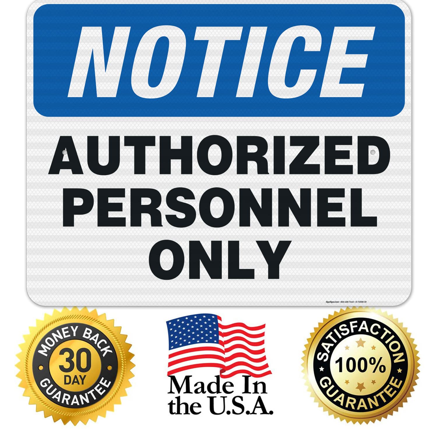 Authorized Personnel Only Sign - 24x30 Inches, 3M EGP Reflective .080 Aluminum, Fade Resistant - Indoor/Outdoor Safety Sign for Construction Sites, Warehouses & Restricted Areas - Made in USA