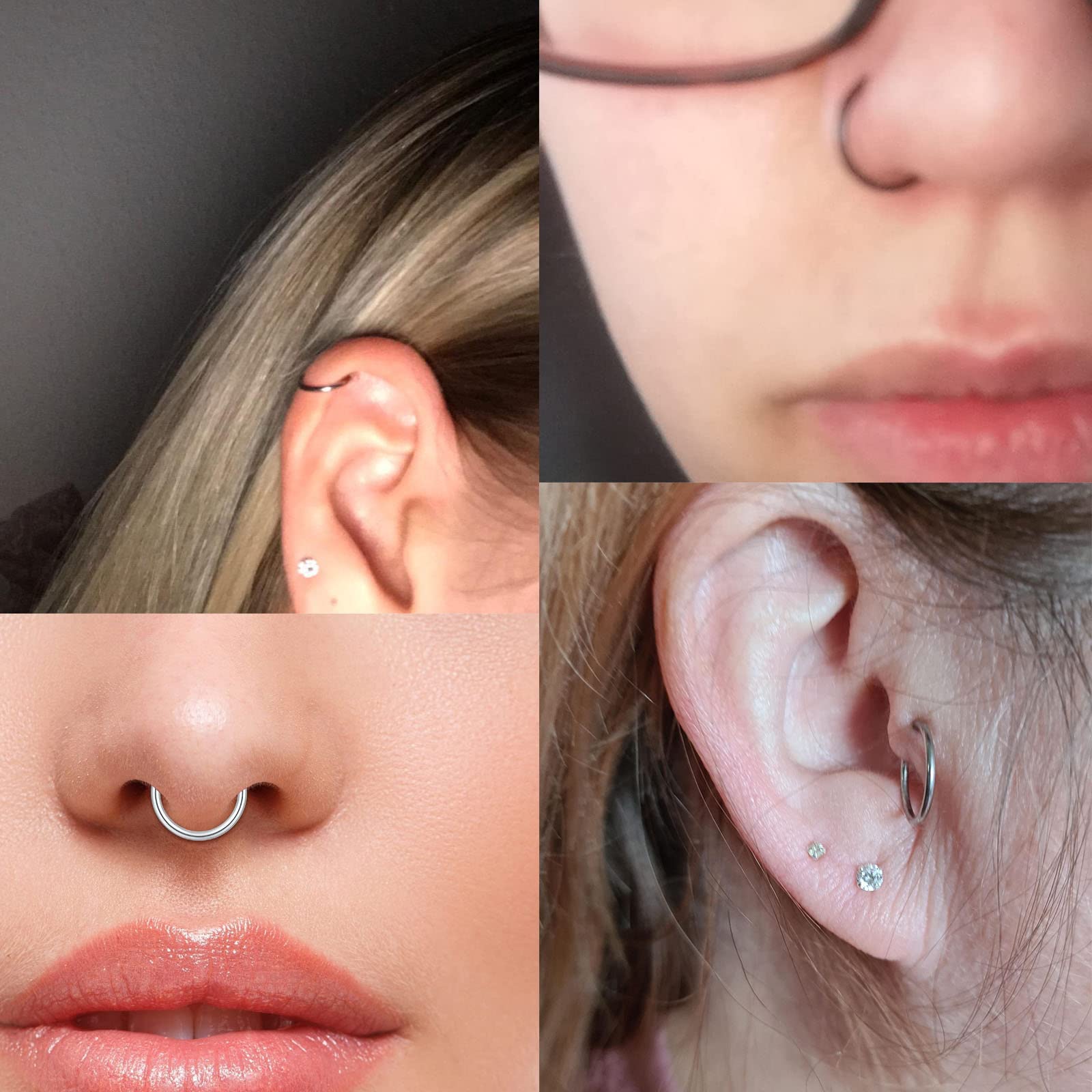VFUN Stainless Steel Tragus Earrings for Women - Helix, Lip Retainer, Septum & Cartilage Piercing Jewelry - Perfect for Daily Wear, Parties & Gifts
