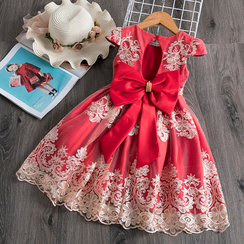 Baby Girl Princess Dress Toddler Summer Embroidery Bow Puffy Sleeve Party Gown - Perfect for Birthday Celebrations, Pageants & Special Occasions