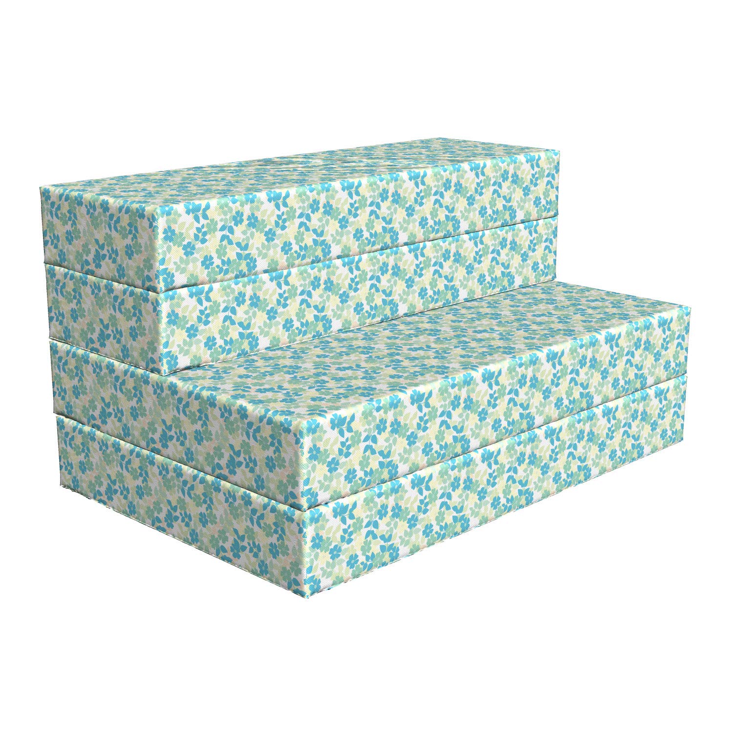 Ambesonne Vintage Foldable Mattress - Nostalgic Floral Design, 74.8 x 39.4 Inches, Almond Green & Pale Yellow - Perfect for Guest Beds, Dorm Rooms & Summer Camping