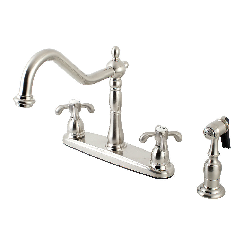 Kingston Brass KB1758TXBS French Country Centerset Kitchen Faucet - Vintage Style Pull-Down Sprayer, Oil-Rubbed Bronze Finish for Farmhouse & Traditional Kitchens