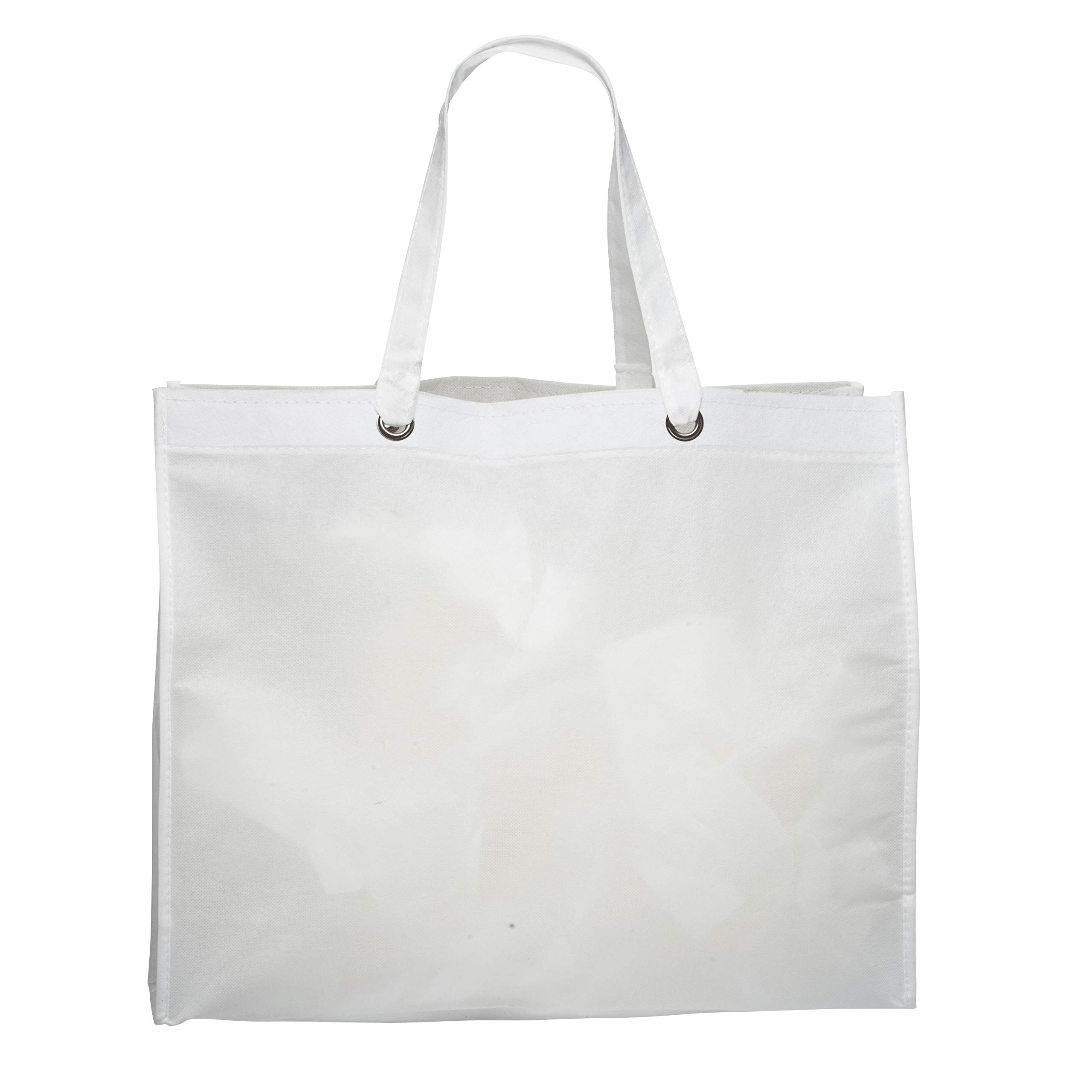 Eco-Friendly Reusable Shopping Tote Bags 10 Pack - Durable Canvas Grocery Bags for Shopping, Farmers Market & Beach - White